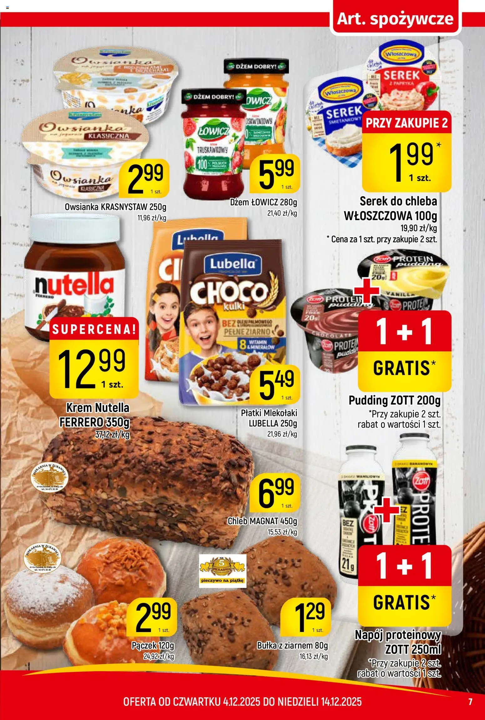 Piotruś Pan Gazetka od 04.12.2025 | Strona: 7 | Produkty: Pieczywo, Nutella, Chleb, Płatki