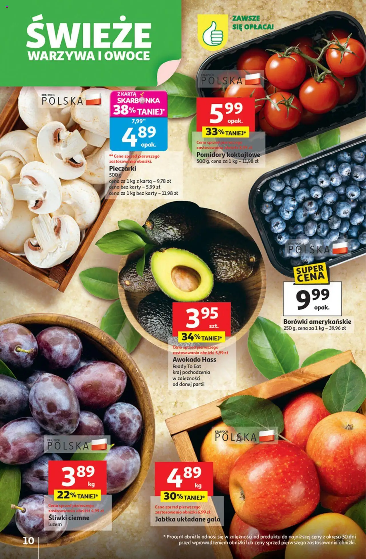 Auchan Gazetka - Pewność niskich cen Hipermarket od 11.09.2025 | Strona: 10 | Produkty: Karta, Pieczarki, Pomidory, Awokado