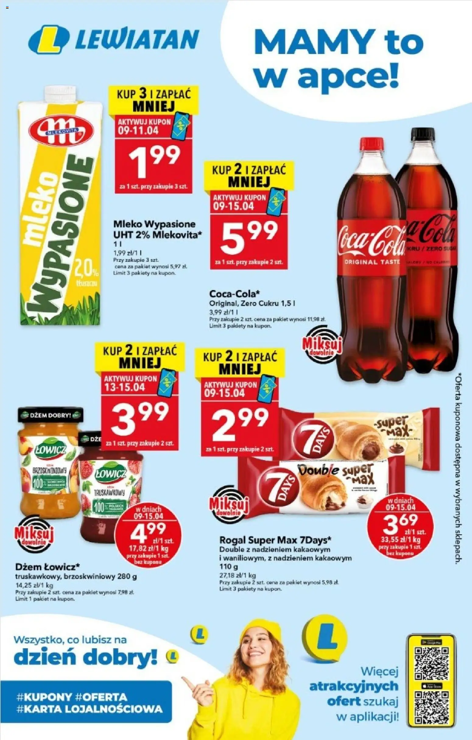 Lewiatan gazetka - Mamy to w apce od 09.04.2026 | Strona: 1 | Produkty: Mleko wypasione, Dżem, Mleko