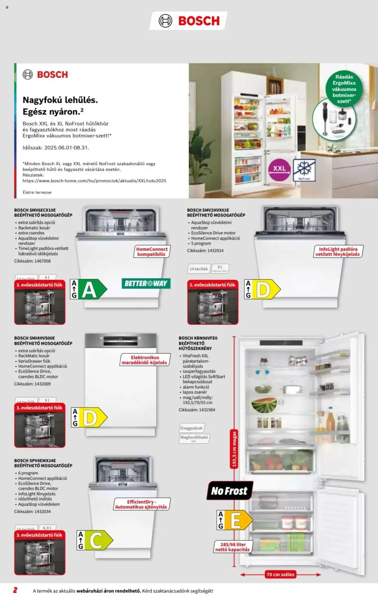 Media Markt akciós ujság - amely érvényes a következő dátumtól: 06.08.2025 | Oldal: 2 | Termékek: Hűtőszekrény, Botmixer, Mosogatógép, Kosár