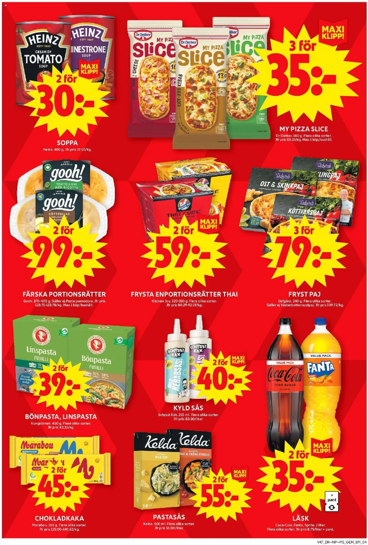 ICA Maxi reklamblad aktuell från 17.11.2025 | Sida: 4 | Produkter: Köttbullar, Paj, Coca cola, Kebabsås