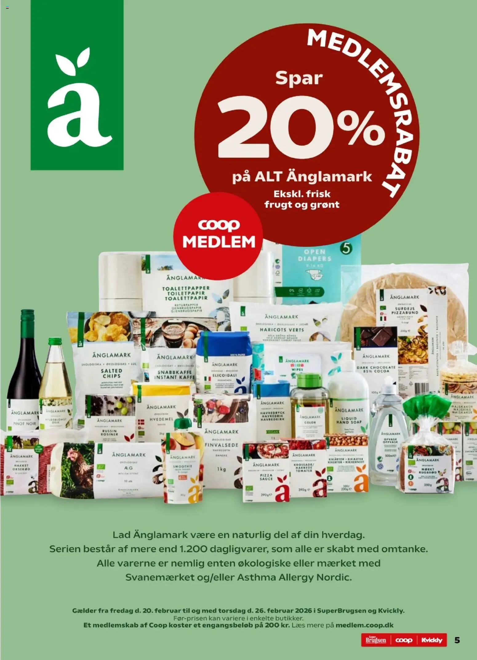 Super Brugsen tilbudsavis – gyldig fra 20.02.2026 | Side: 6 | Produkter: Kaffe, Hvedemel, Rosiner, Søm