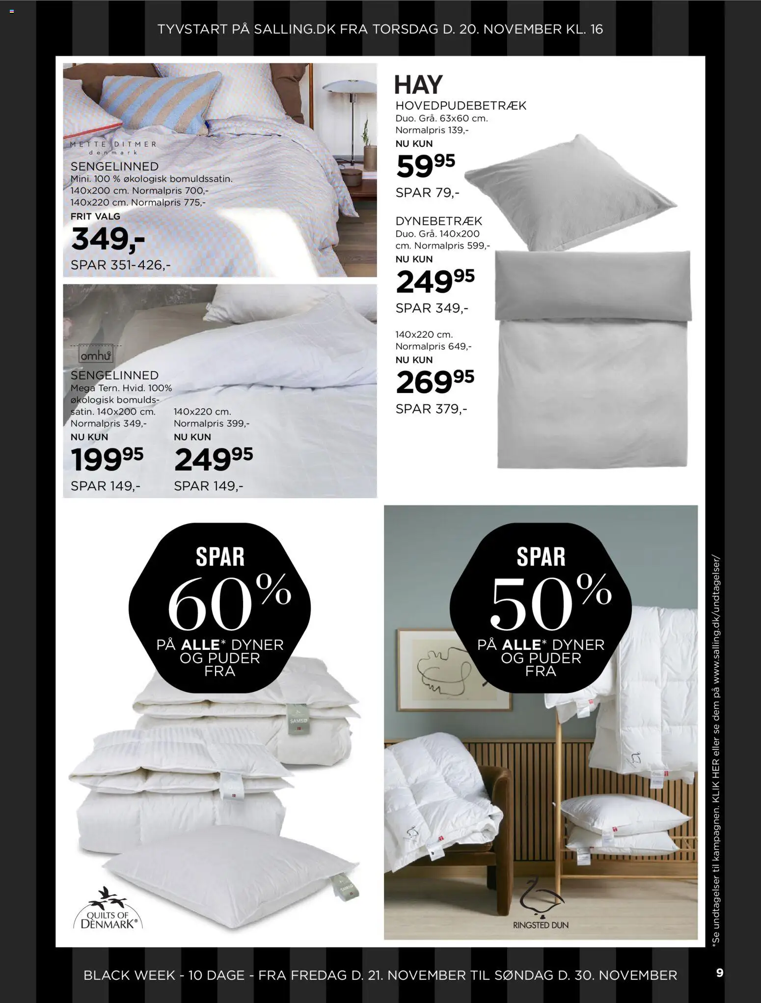 Salling tilbudsavis – gyldig fra 21.11.2025 | Side: 9 | Produkter: Dynebetræk, Dyner