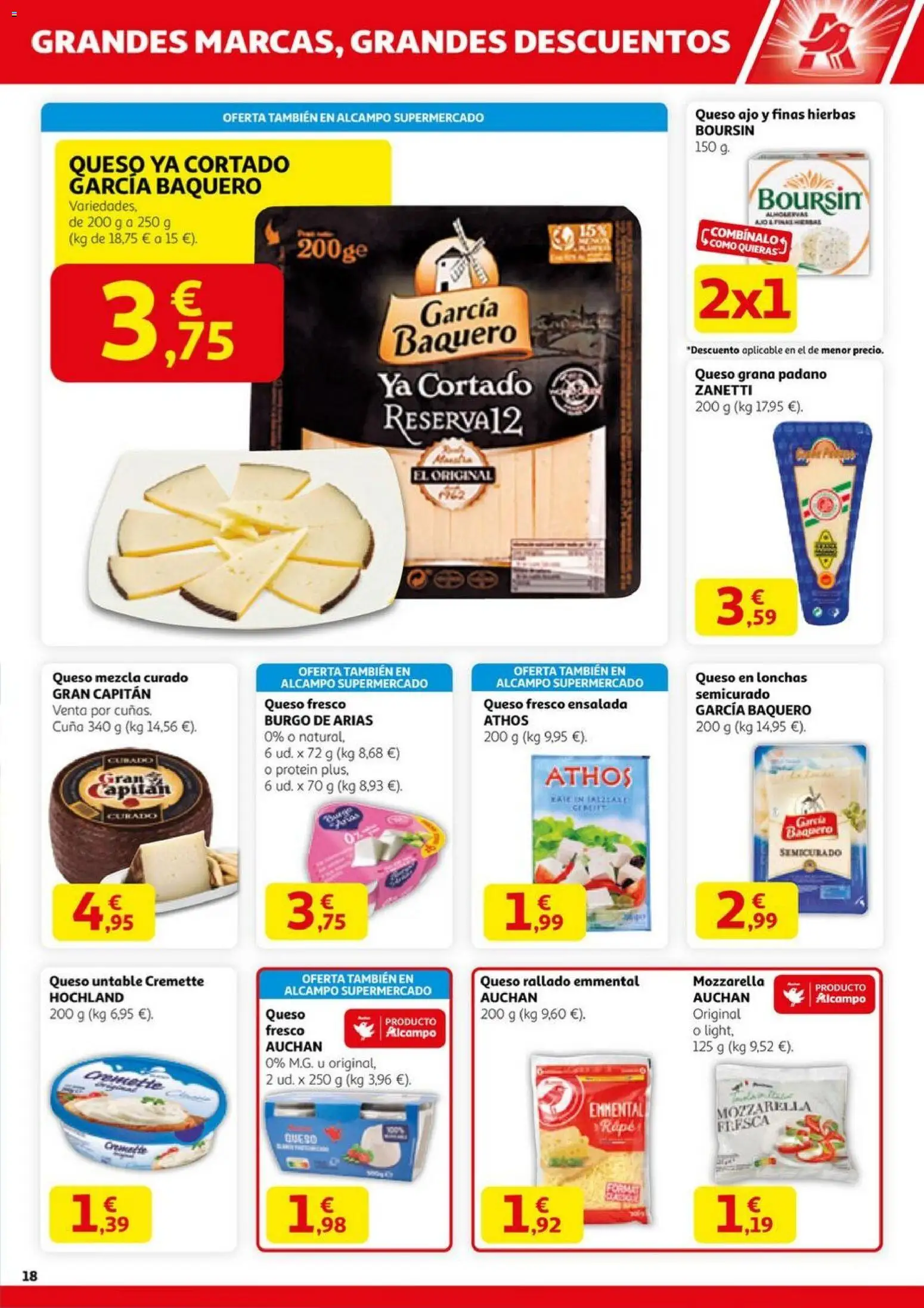 Alcampo - HP Nacional Unificado │ válido desde el 23.10.2025 | Página: 18 | Productos: Queso, Queso fresco, Queso rallado, Cuna