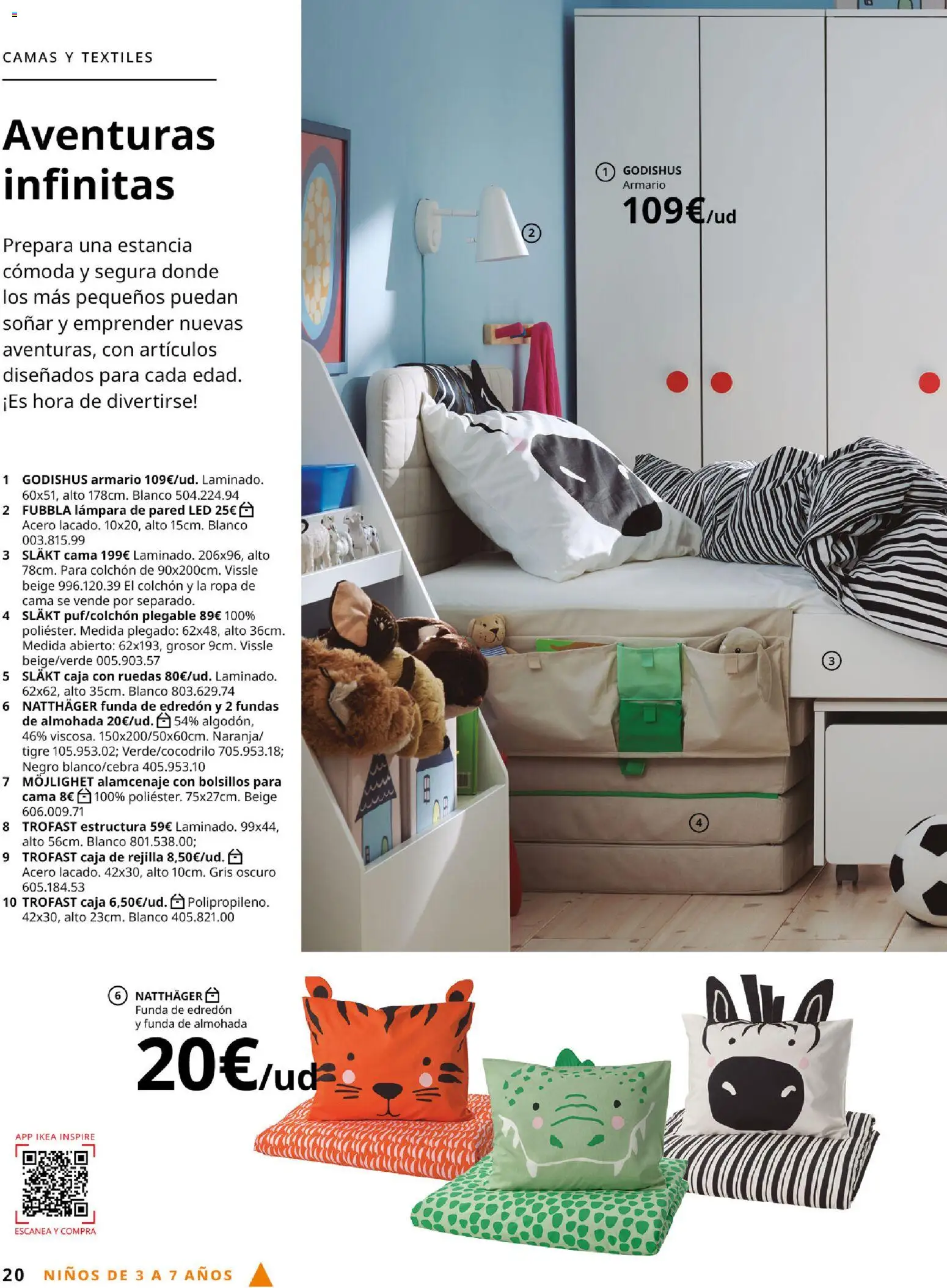 Catálogo IKEA  y los niños  │ válido desde el 06.03.2026 | Página: 20 | Productos: Ropa, Funda, Cama, Caja