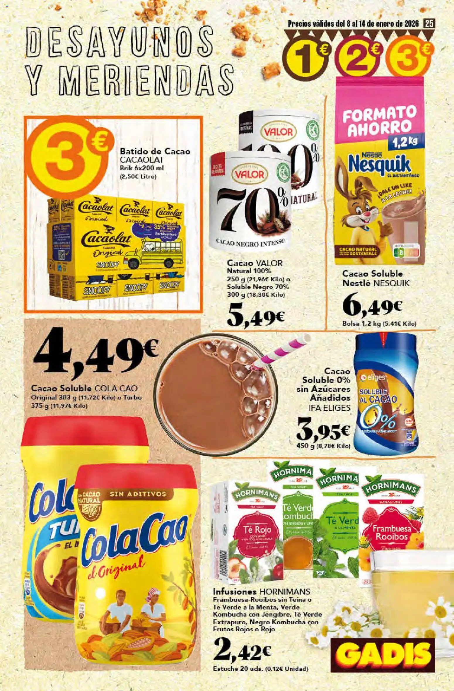 Gadis - folleto │ válido desde el 08.01.2026 | Página: 25 | Productos: Té, Bolsa, Cacao soluble, Φρυγανιές σικάλεως