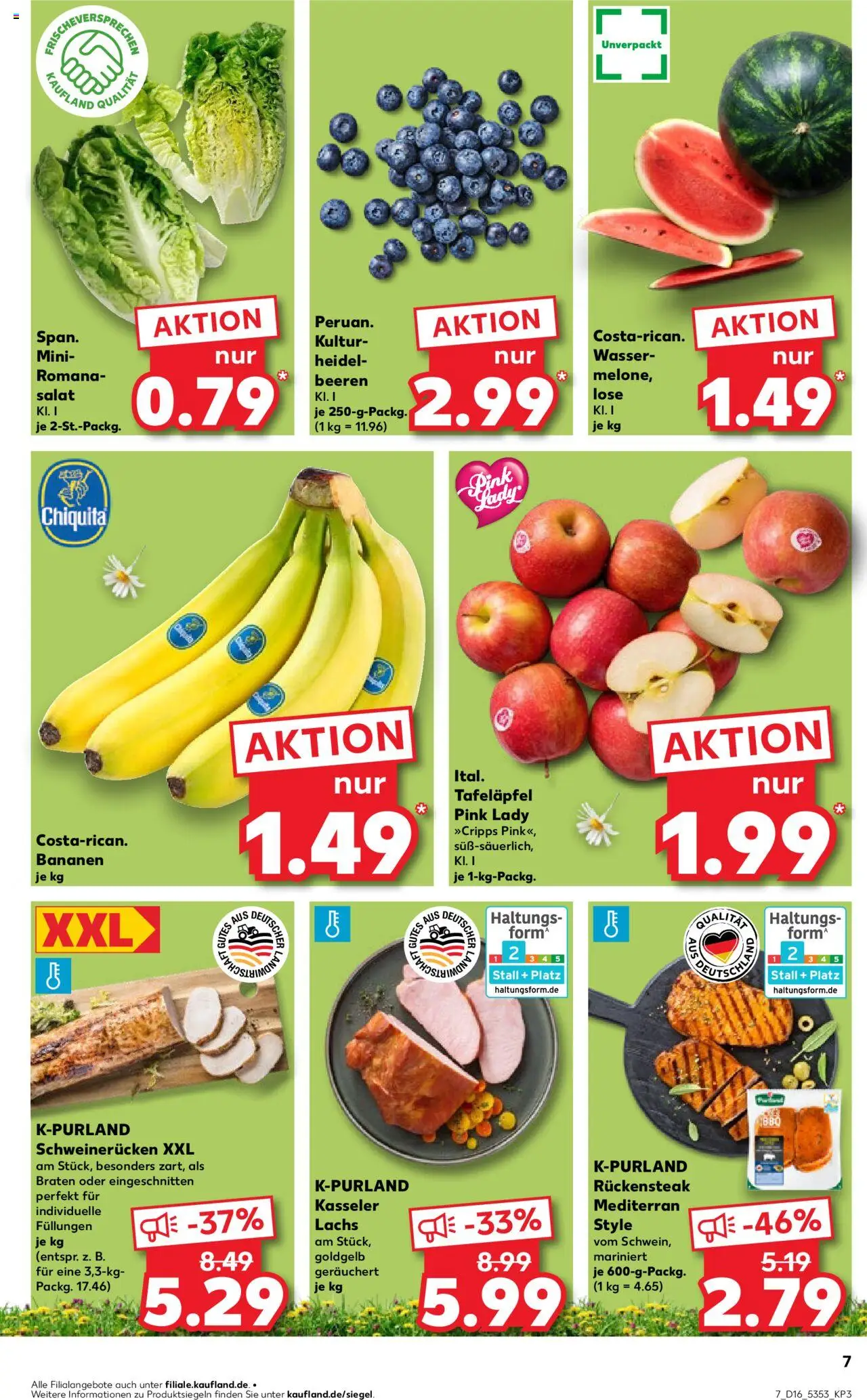 Kaufland - Hamburg, Bergedorfer Straße 106 - gültig ab dem 17.04.2025 | Seite: 7 | Produkte: Bananen, Wassermelone, Schweinerucken, Steak
