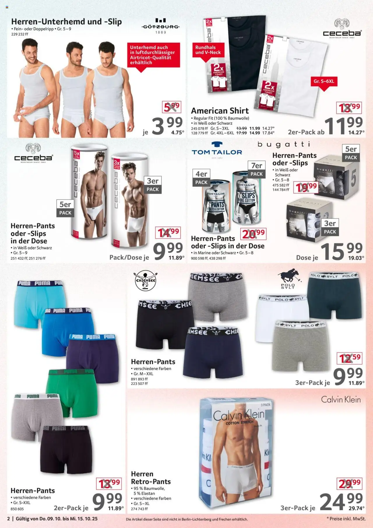 Selgros  Non Food – gültig ab 09.10.2025 | Seite: 2 | Produkte: Shirt, Unterhemd, Slip
