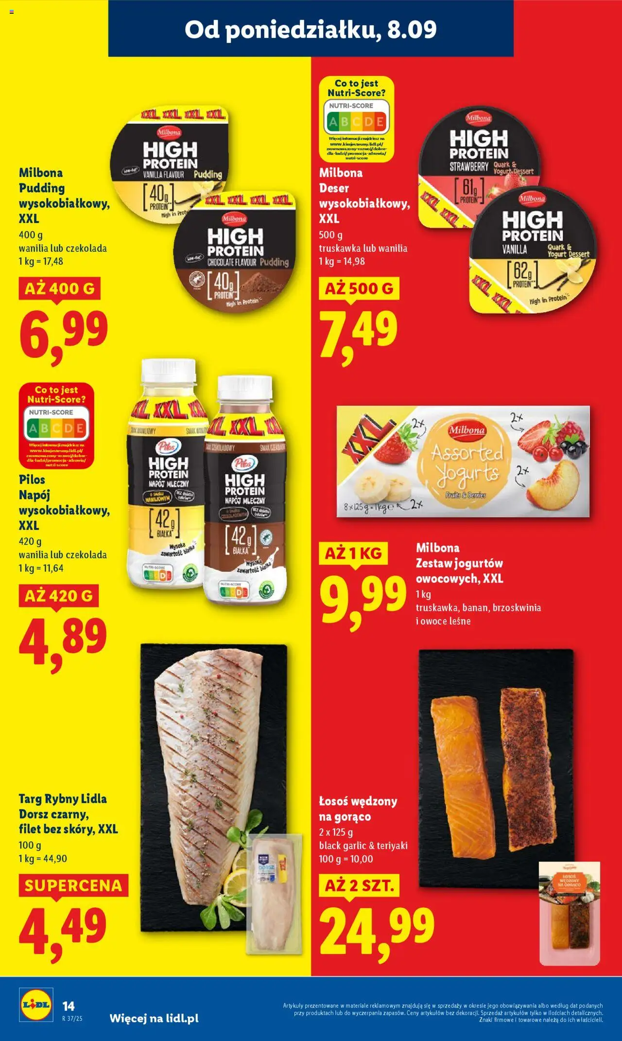 Lidl Gazetka od 08.09.2025 | Strona: 16 | Produkty: Łosoś wędzony, Dorsz, Czekolada, Owoce