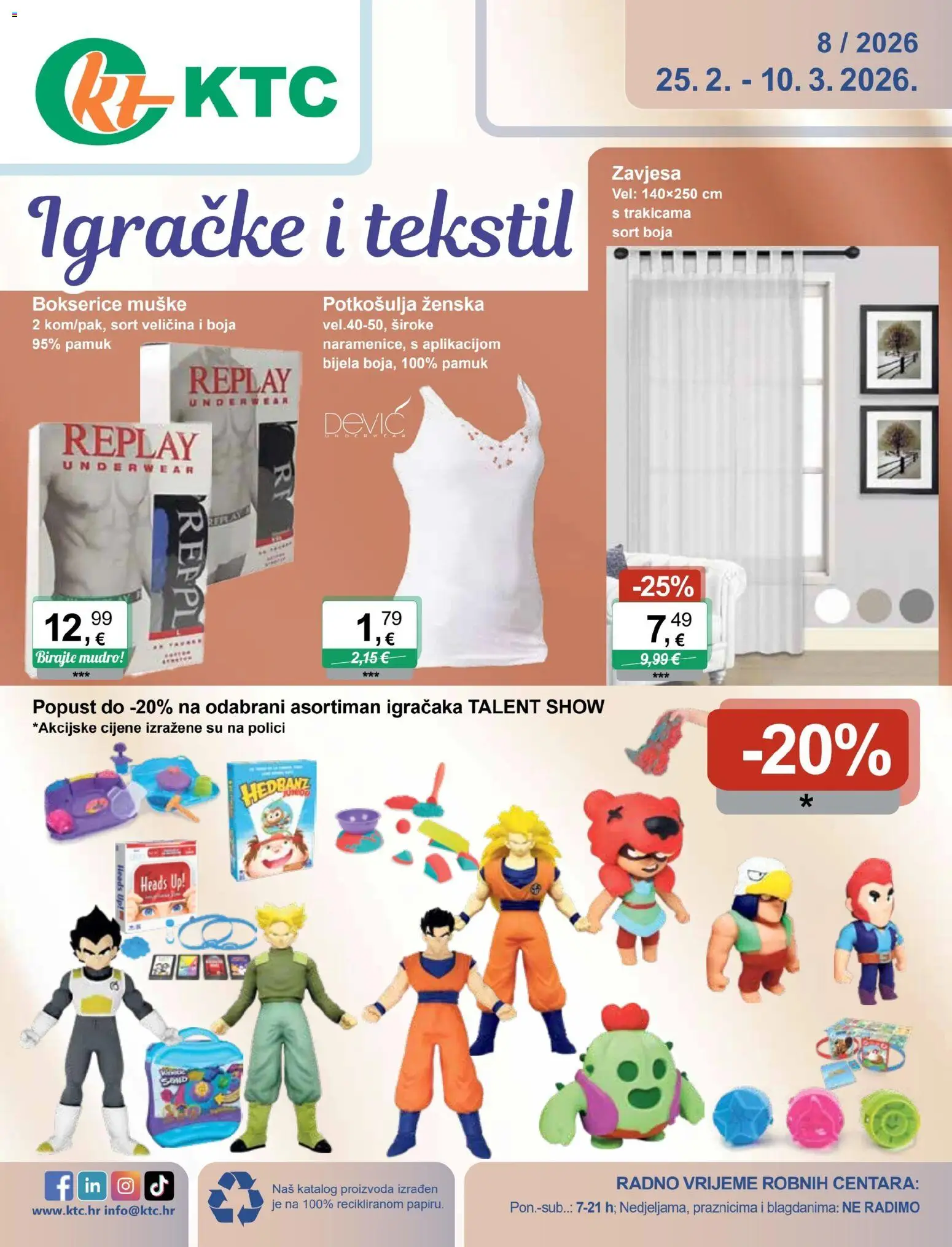 KTC katalog | vrijedi od 25.02.2026 | Stranica: 1 | Proizvodi: Zavjesa, Bokserice