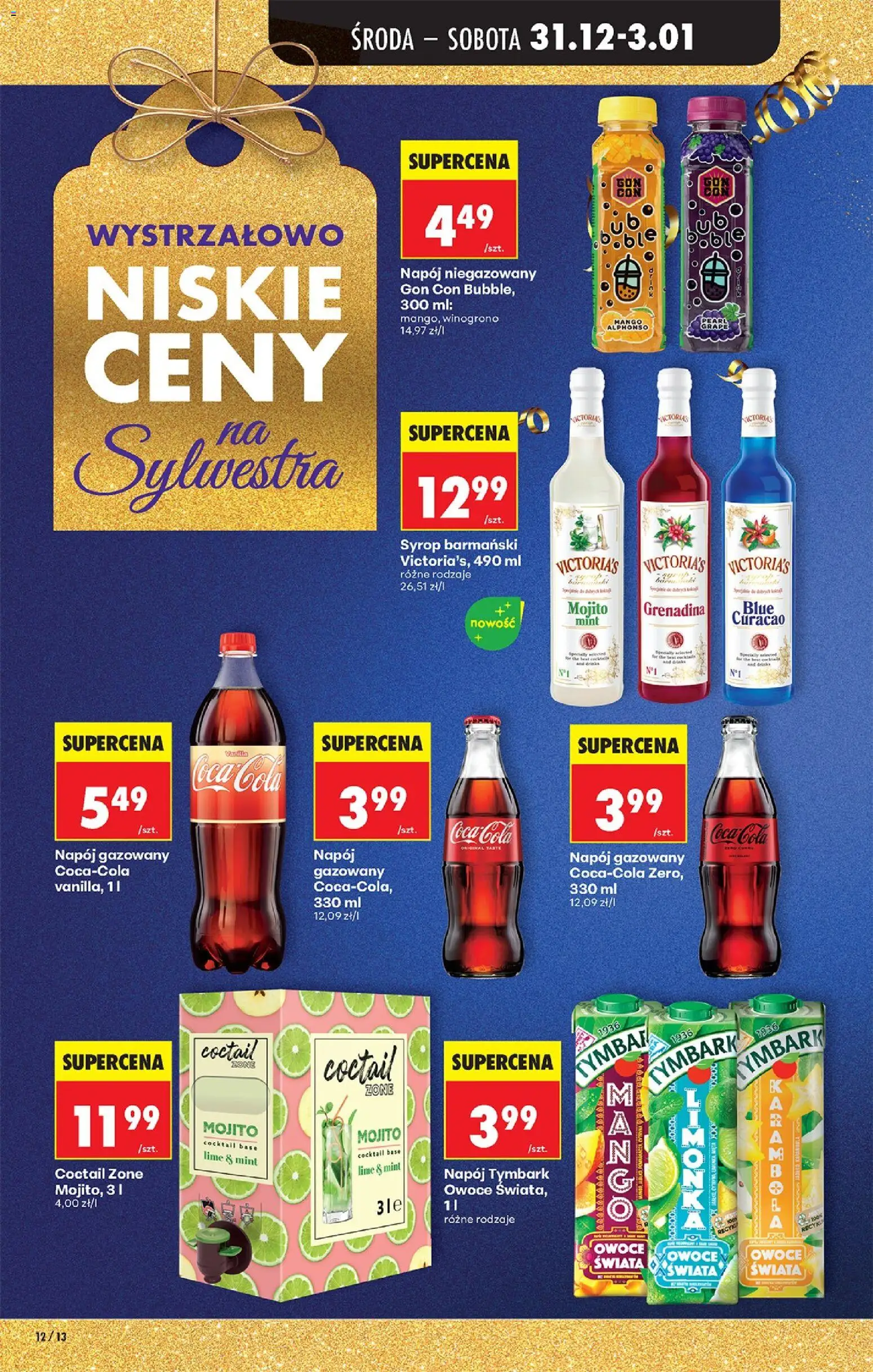 Biedronka gazetka - Oferta w tym tygodniu od 31.12.2025 | Strona: 16 | Produkty: Coca cola, Syrop barmański, Grenadina, Owoce