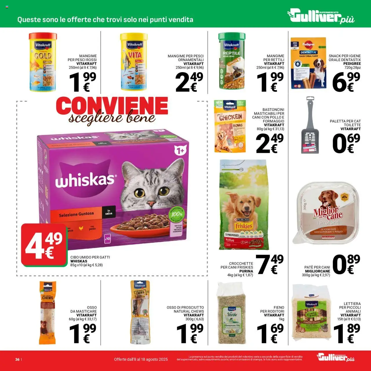 Volantino Gulliver del 08.08.2025 | Pagina: 36 | Prodotti: Paletta, Formaggio, Crocchette, The