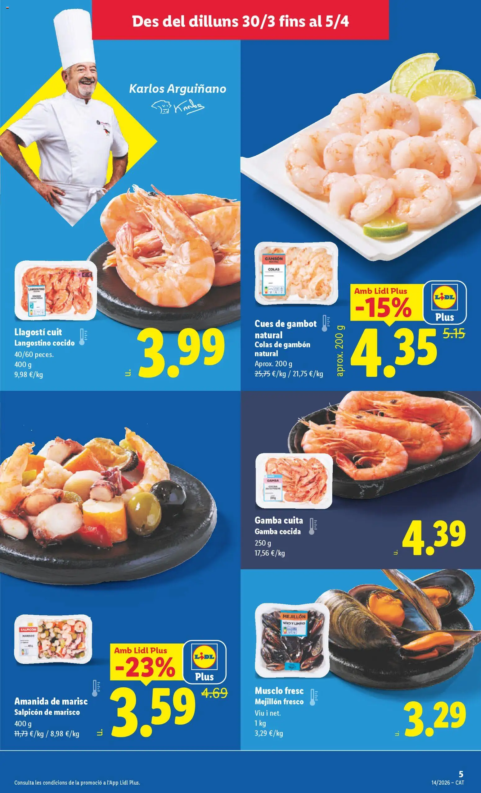 Lidl folleto │ válido desde el 30.03.2026 | Página: 5 | Productos: Langostino, Gamba