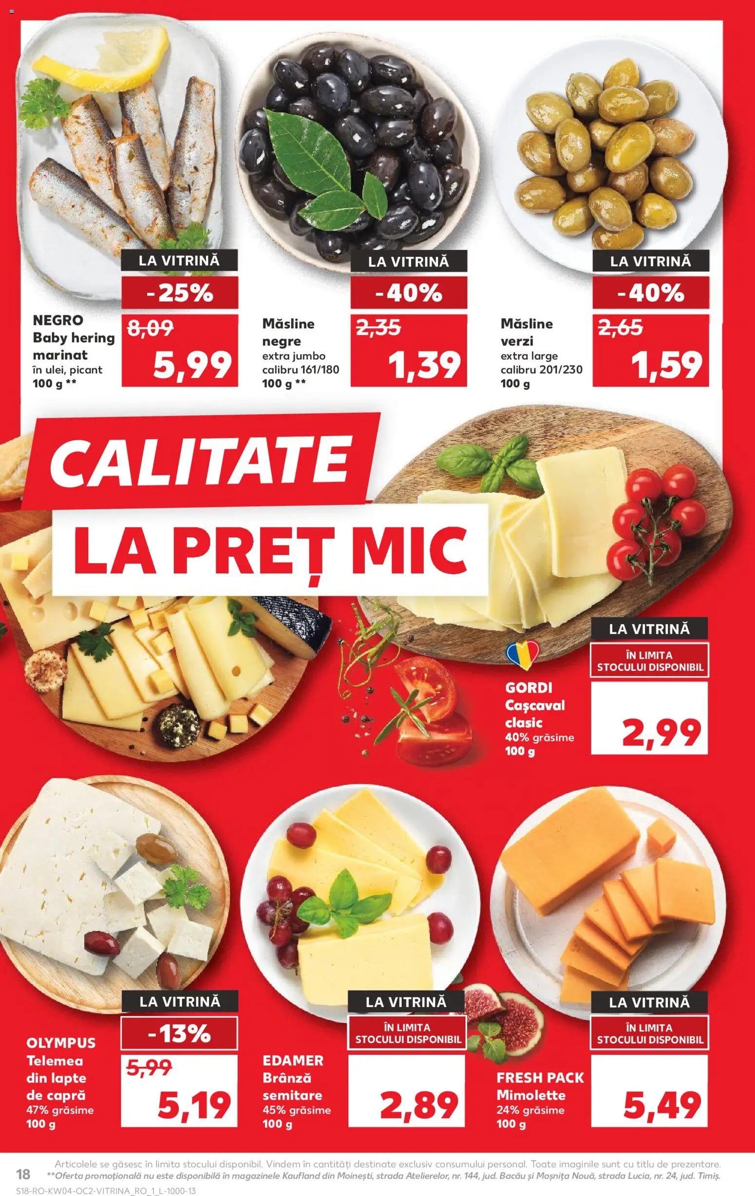 Noul catalog Kaufland – valabil de la 21.01.2026 | Pagină: 18 | Produse: Hijyenik ped, Vitrină, Măsline, Lapte
