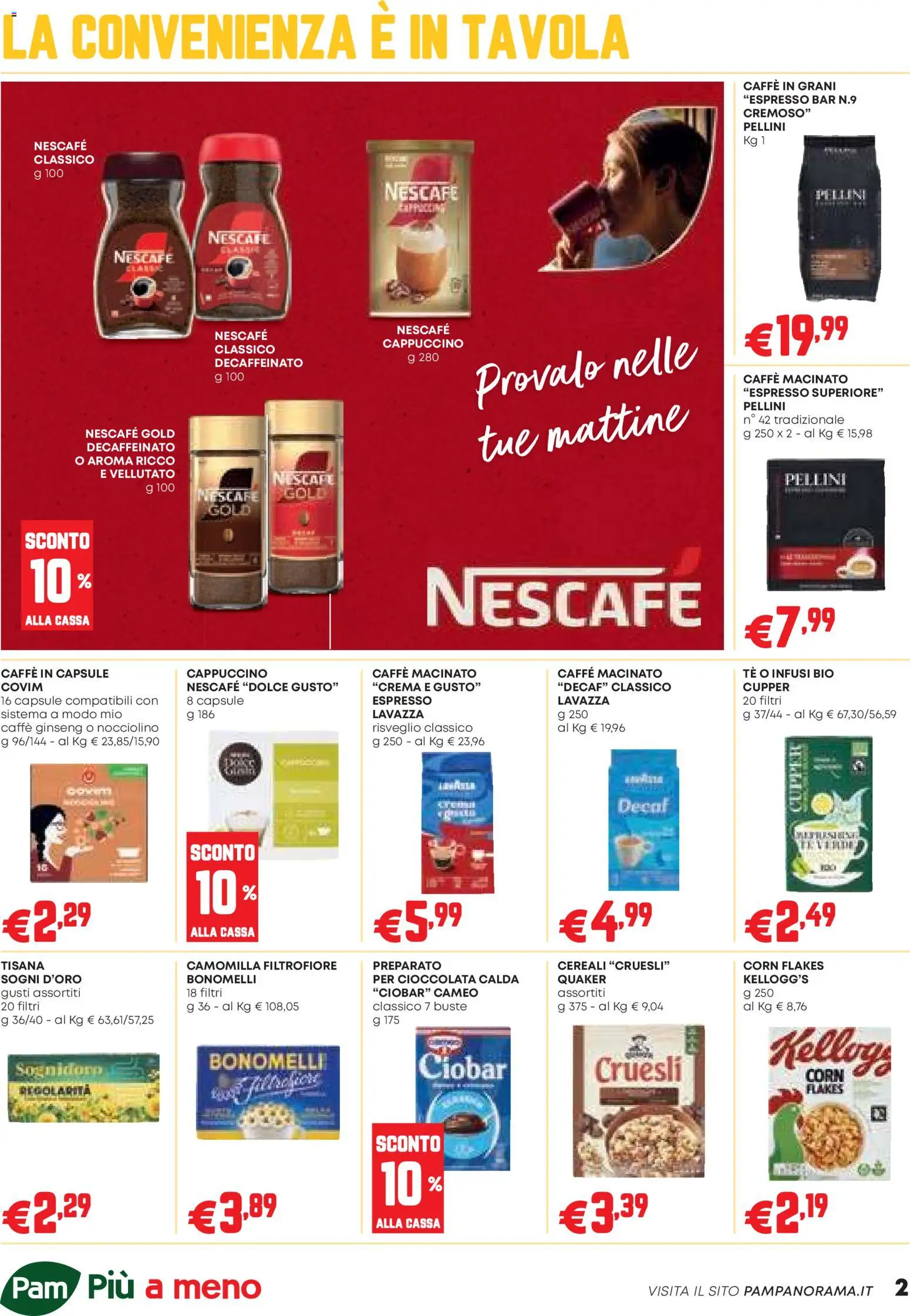 Volantino PAM del 26.02.2026 | Pagina: 2 | Prodotti: Crema, Tè, Caffe in capsule, Macinato