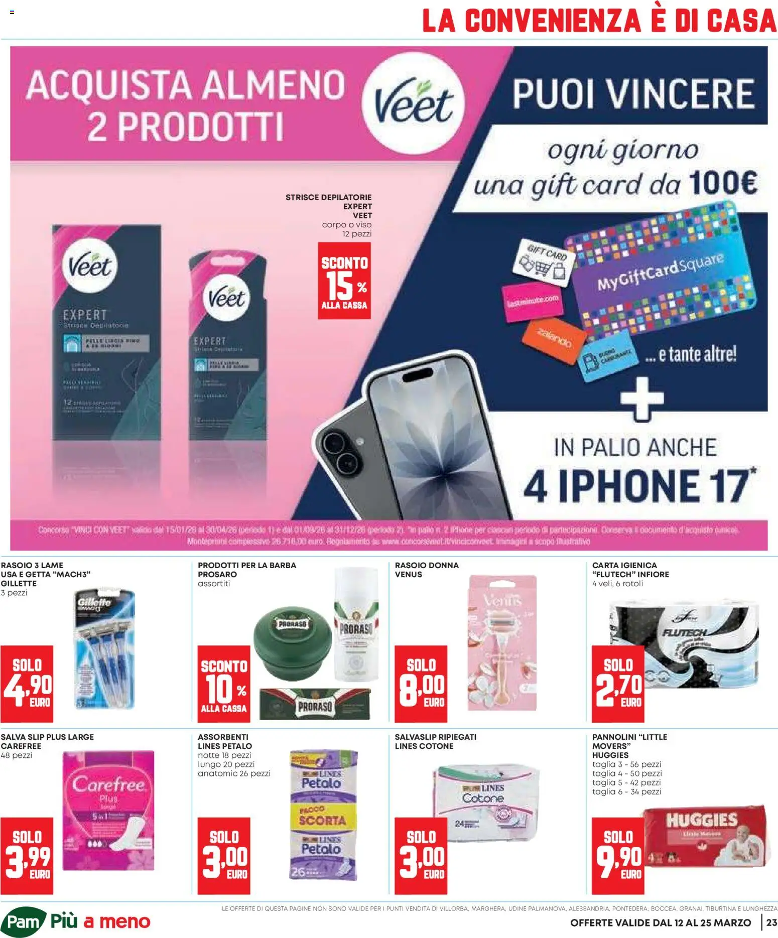 Volantino Panorama del 12.03.2026 | Pagina: 23 | Prodotti: Pannolini, Rasoio, Carta igienica, Iphone