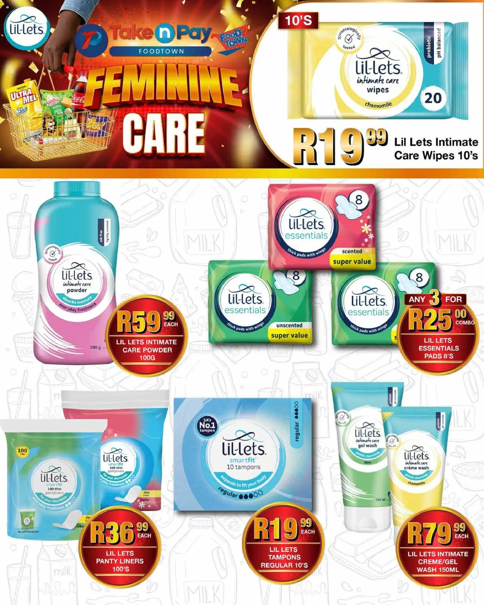 New Take n Pay catalogue – valid from 27.04.2026 | Page: 33 | Products: Pads, Milk, Powder, Panty liners