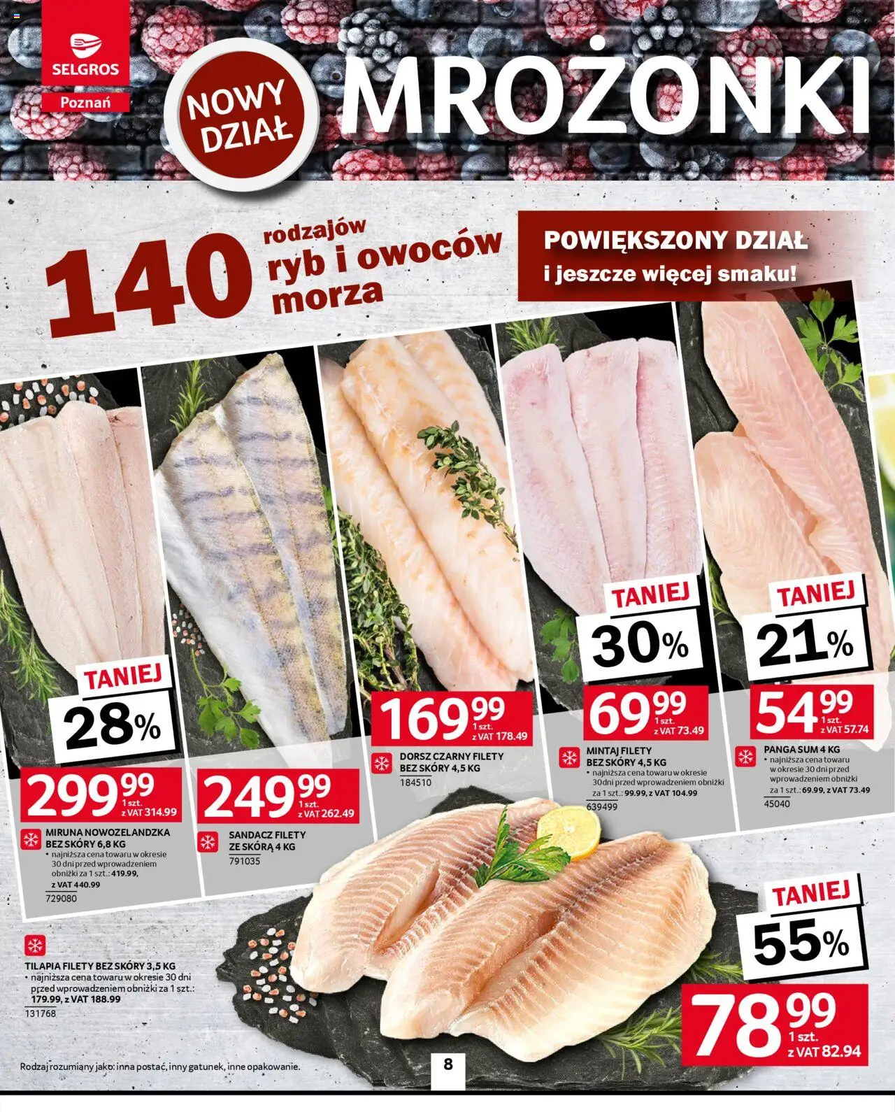 Selgros cash&carry Gazetka - Poznań oferta dla gastronomii od 09.10.2025 | Strona: 8 | Produkty: Sandacz, Tilapia, Mintaj, Dorsz czarny