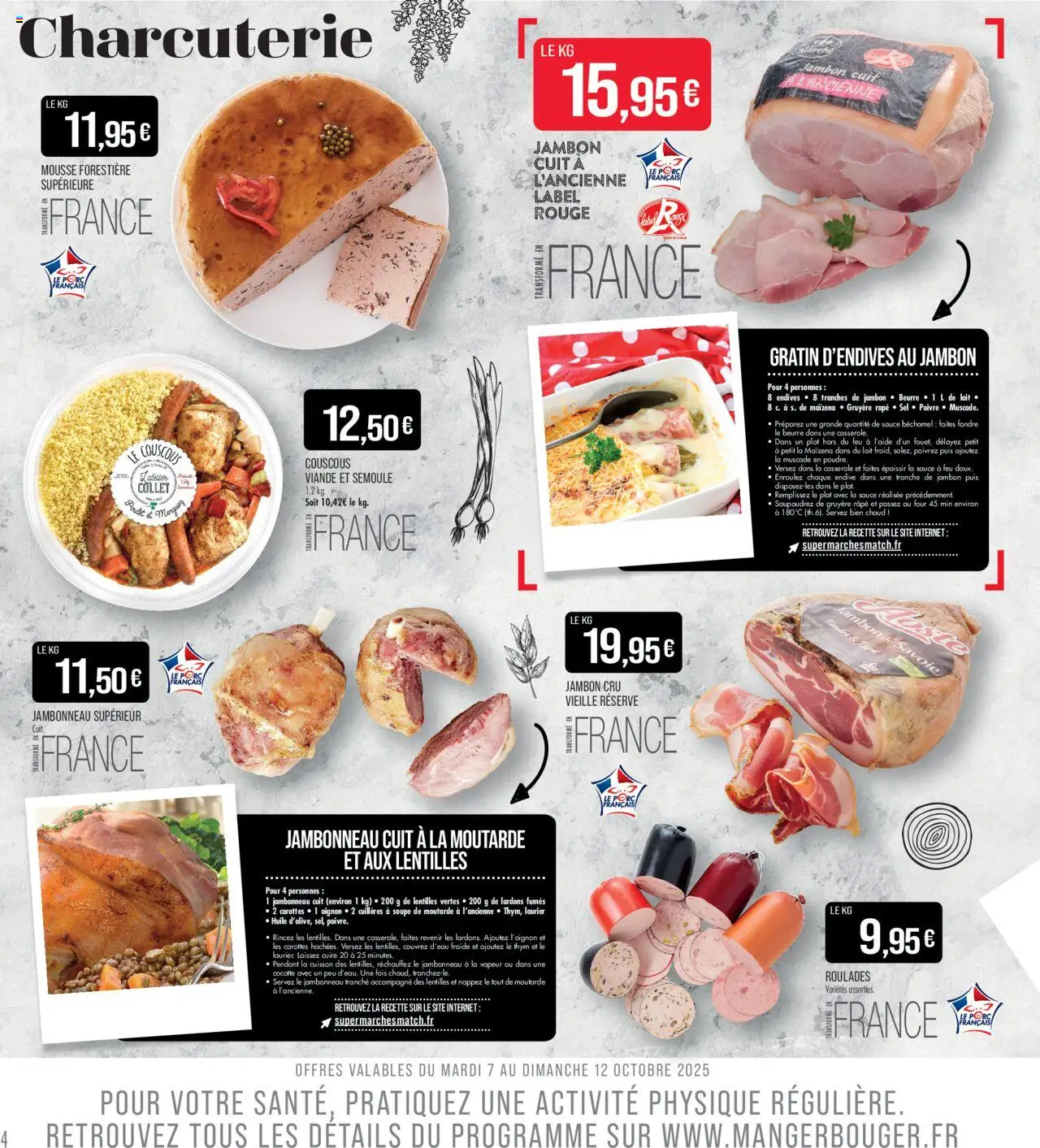 {H1} | Page: 4 | Produits: Carottes, Cuillères, Jambon Cru, Endive