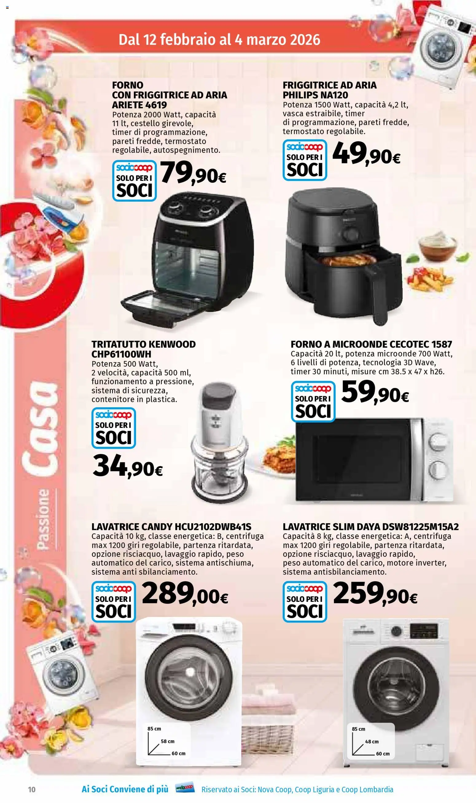 Volantino Ipercoop del 12.02.2026 | Pagina: 10 | Prodotti: Microonde, Tritatutto, Lavatrice, Friggitrice