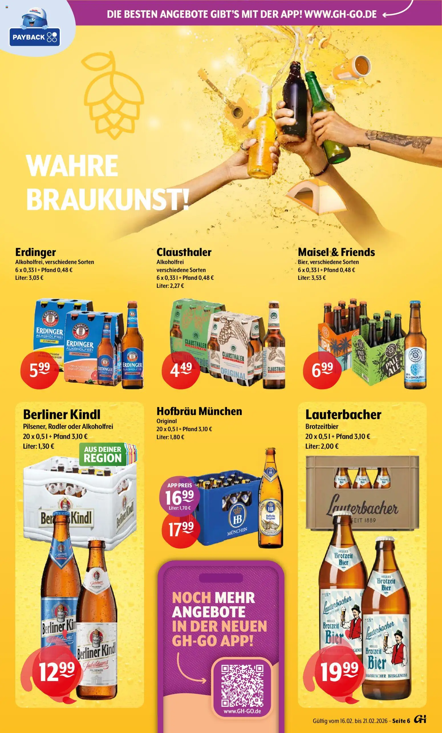 Getränke Hoffmann Prospekt 	 – gültig ab 16.02.2026 | Seite: 6 | Produkte: Berliner, Erdinger, Bier, Radler