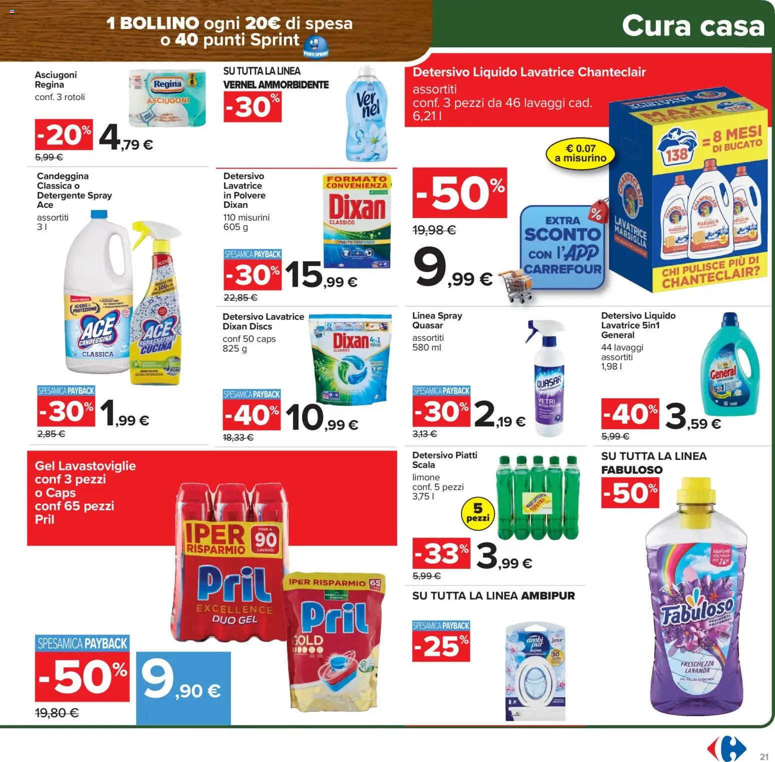 Volantino Carrefour del 02.03.2026 | Pagina: 21 | Prodotti: Detergente, Candeggina, Lavatrice, Profumo