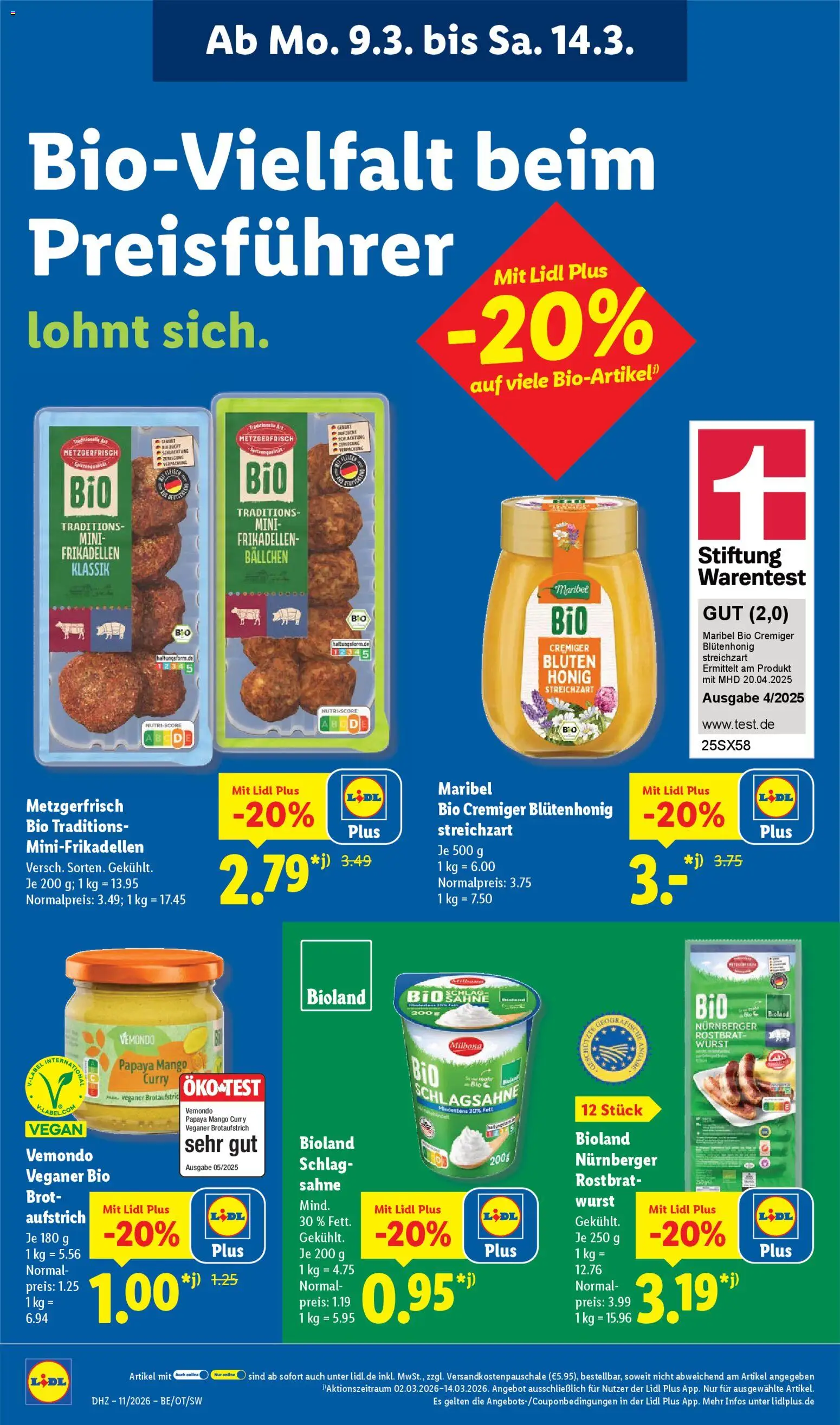 Lidl Prospekt Steinheim am Albuch – gültig ab 09.03.2026 | Seite: 12 | Produkte: Schlagsahne, Wurst, Brot, Sahne