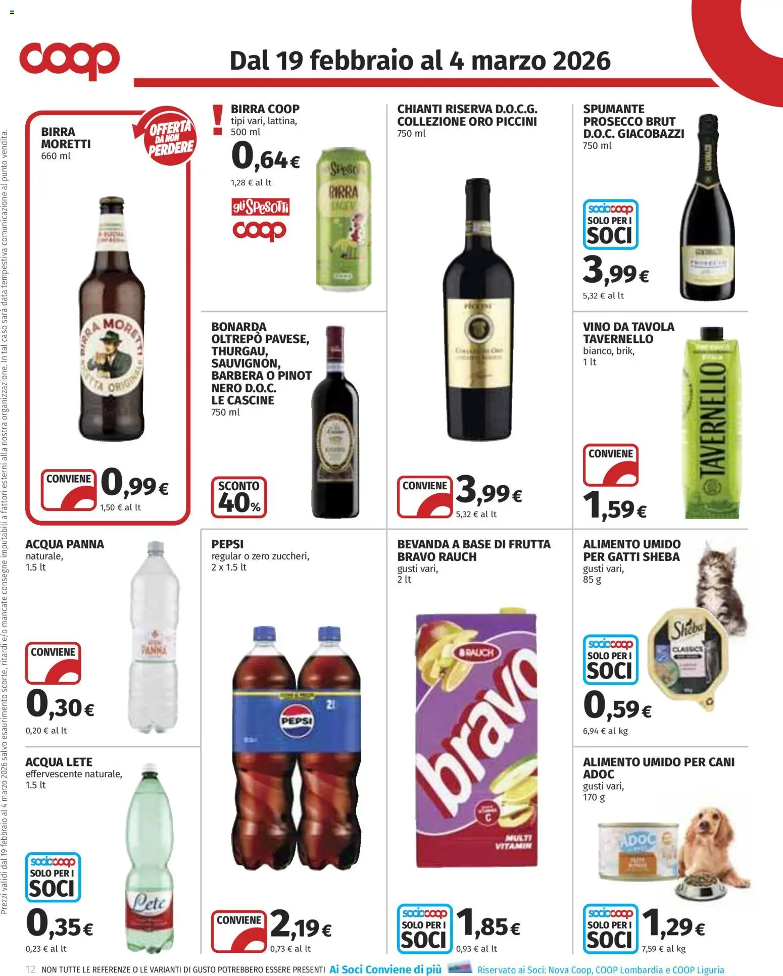 Volantino COOP del 19.02.2026 | Pagina: 12 | Prodotti: Birra, Panna, Spumante, Pepsi
