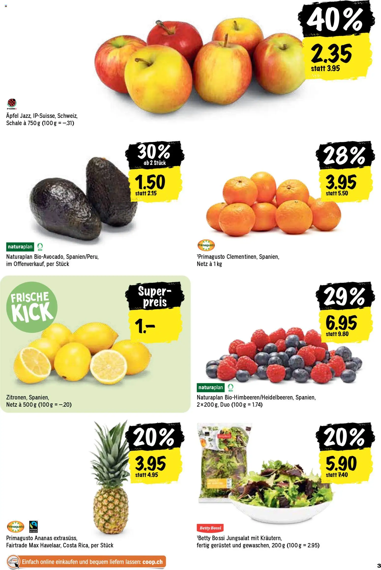 Coop aktionen – gültig ab 26.03.2026 | Seite: 3 | Produkte: Äpfel, Avocado, Ananas