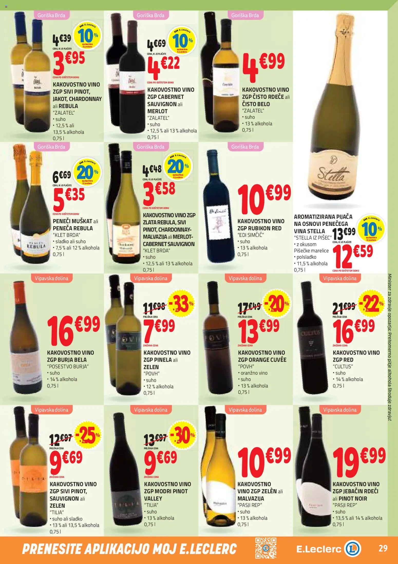 Novi E.leclerc katalog ponudbe – veljaven od 15.04.2026 | Stran: 29 | Izdelki: Marelice, Vino
