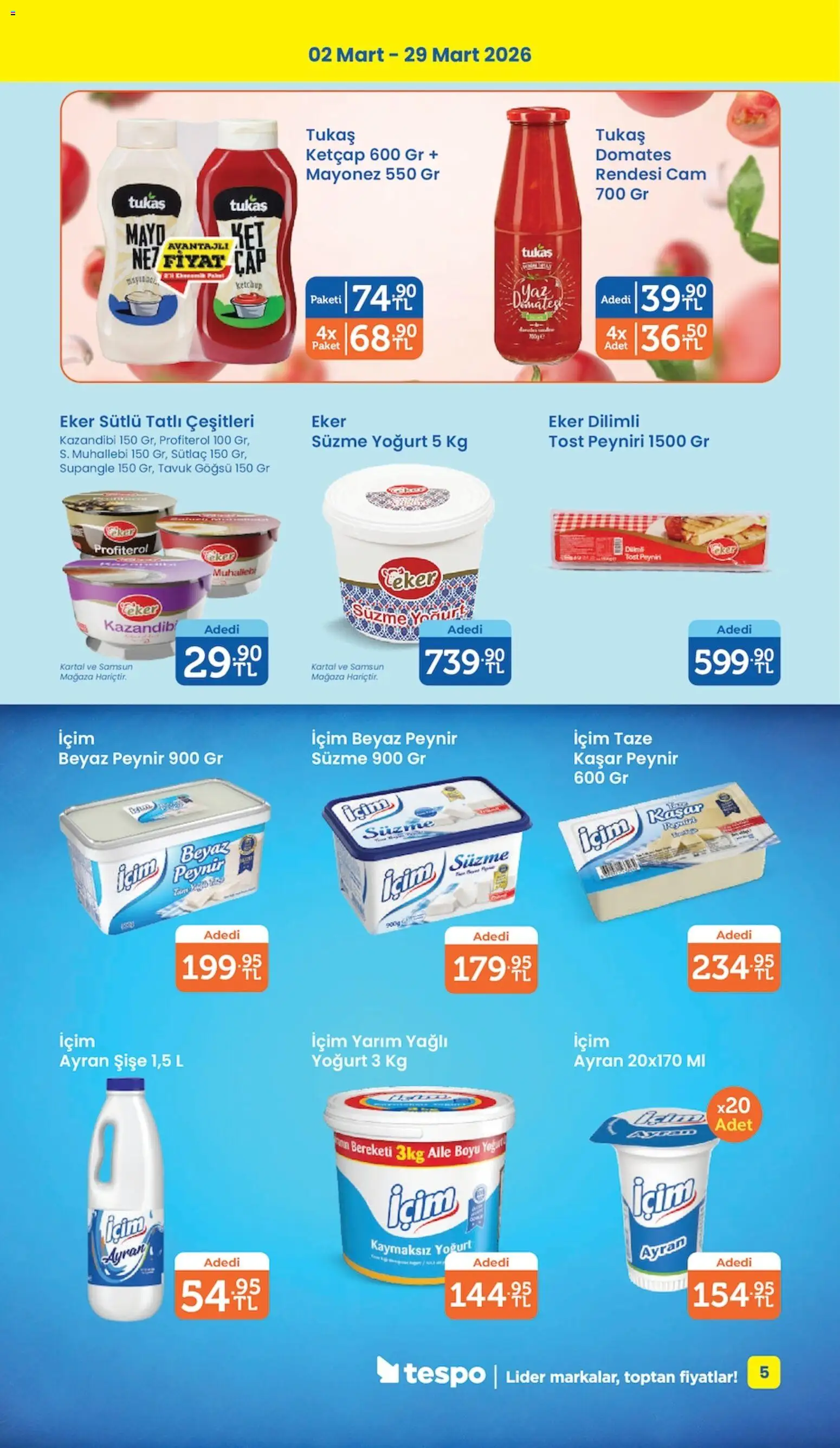 Tespo Katalog - 02.03.2026 tarihinden itibaren geçerlidir | Sayfa: 5 | Ürünler: Peynir, Domates, Ketçap, Mayonez