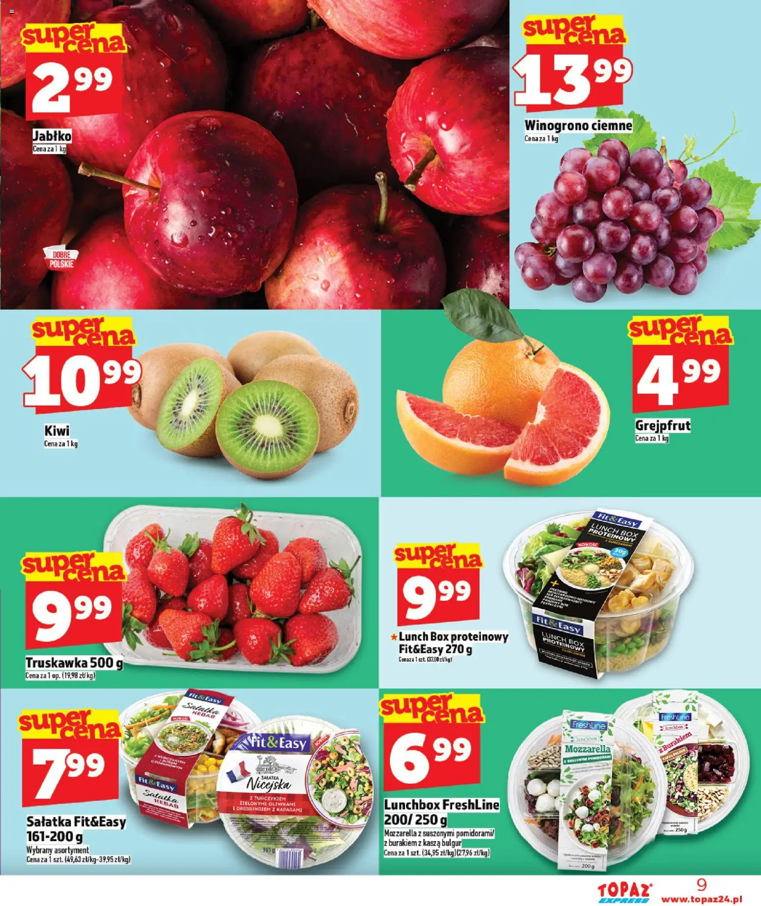 Topaz gazetka - Express od 09.04.2026 | Strona: 9 | Produkty: Winogrono, Kebab, Bulgur, Sałatka