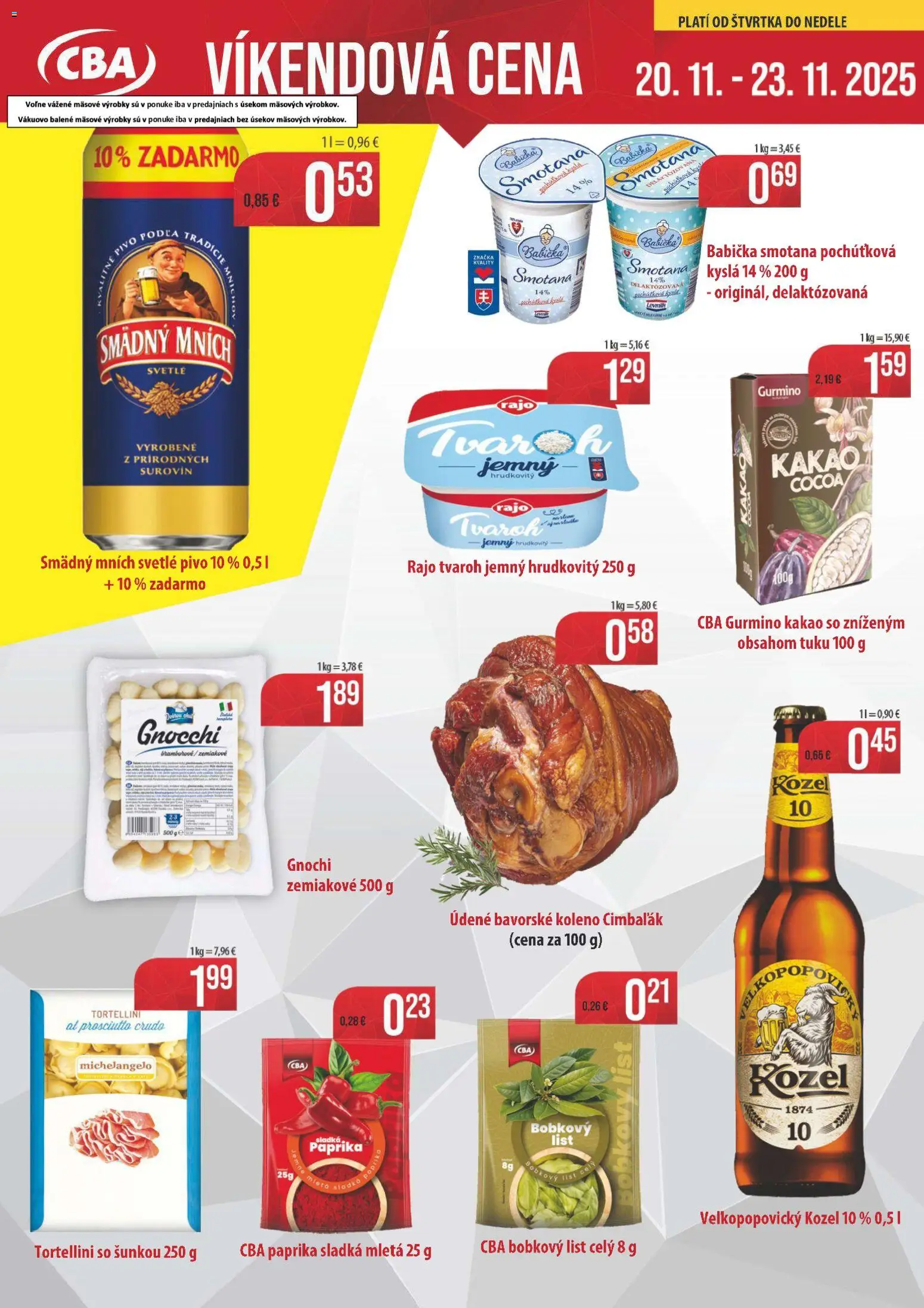 Nové Nitrazdroj akcie – leták je platný od 20.11.2025 | Strana: 1 | Produkty: Pivo, Smotana, Smädný Mních, Tvaroh