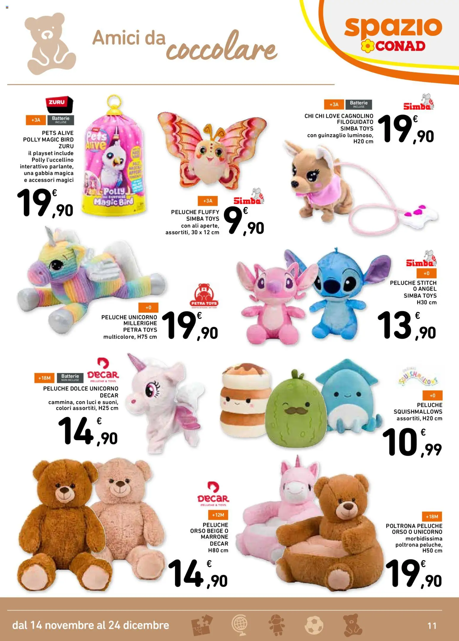 Volantino Spazio Conad del 14.11.2025 | Pagina: 11 | Prodotti: Peluche, Poltrona, Batterie