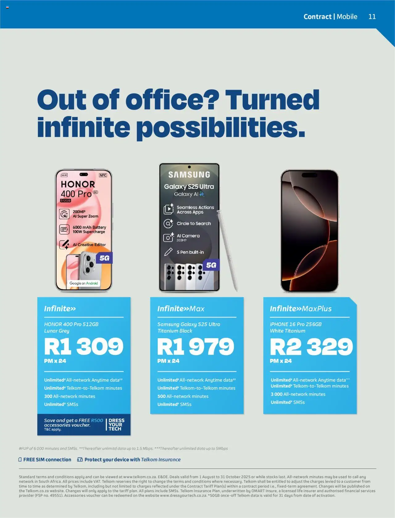 New Telkom catalogue – valid from 01.08.2025 | Page: 11 | Products: Dress, Sim, Camera, Battery