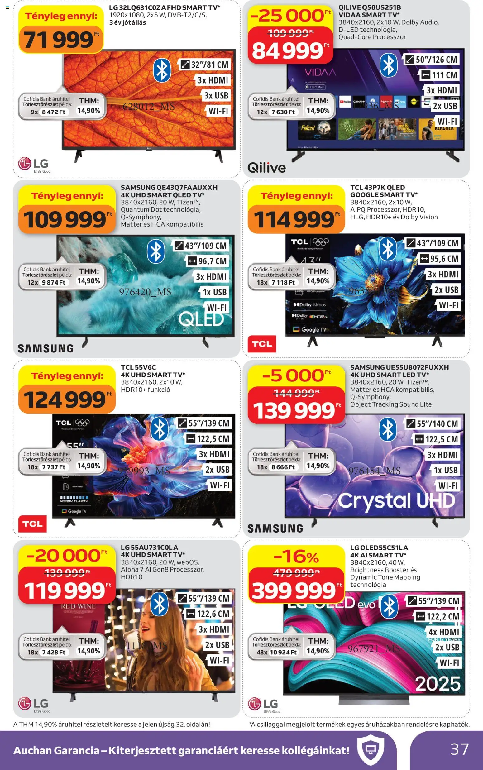 Auchan akciós ujság - amely érvényes a következő dátumtól: 09.04.2026 | Oldal: 37 | Termékek: USB, TV, Samsung