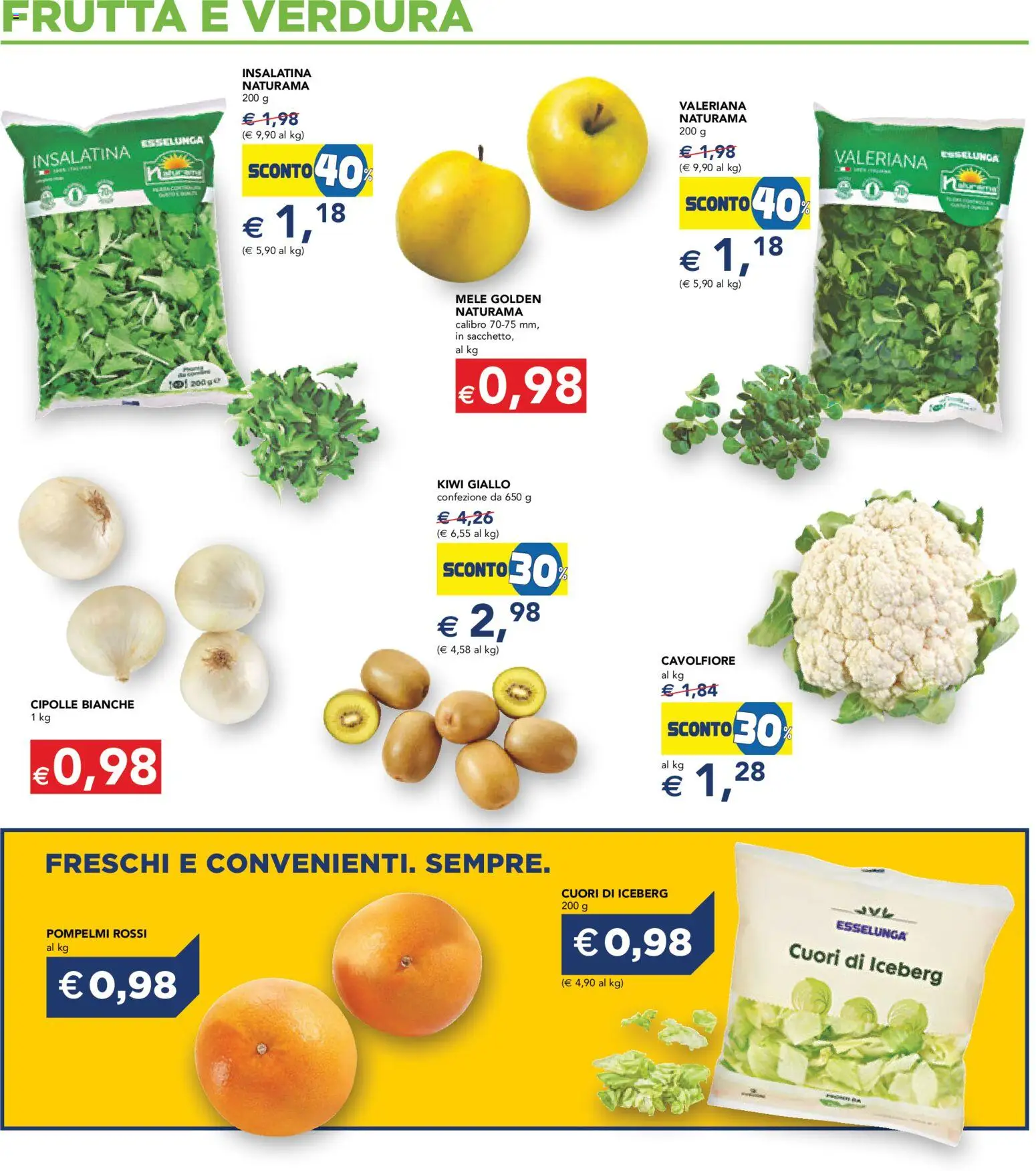 Volantino Esselunga S del 23.10.2025 | Pagina: 15 | Prodotti: Valeriana, Mele, Frutta, Cavolfiore