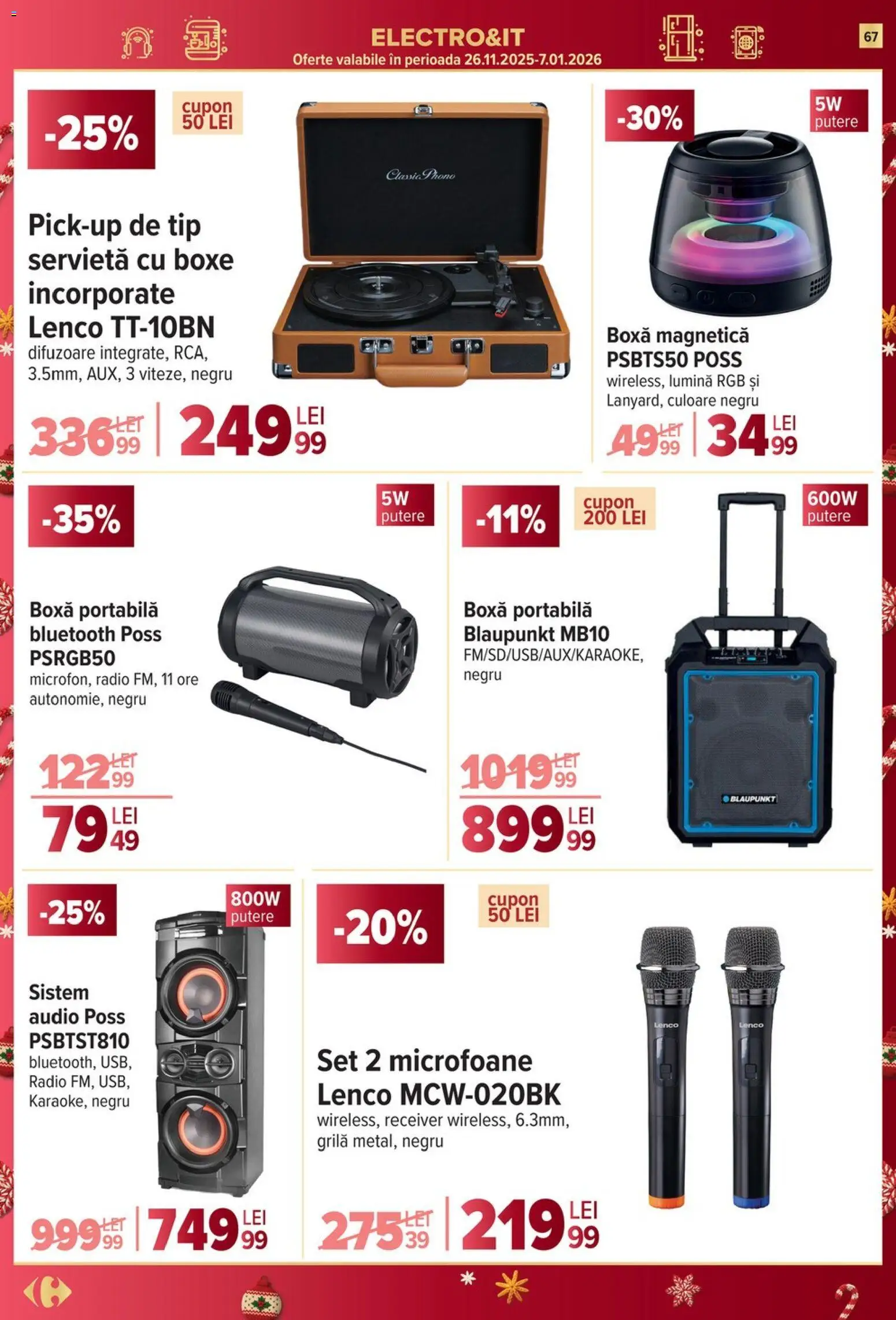 Noul catalog Carrefour – valabil de la 03.12.2025 | Pagină: 67 | Produse: Tavuk suyu, Audio, Radio, Boxă portabilă
