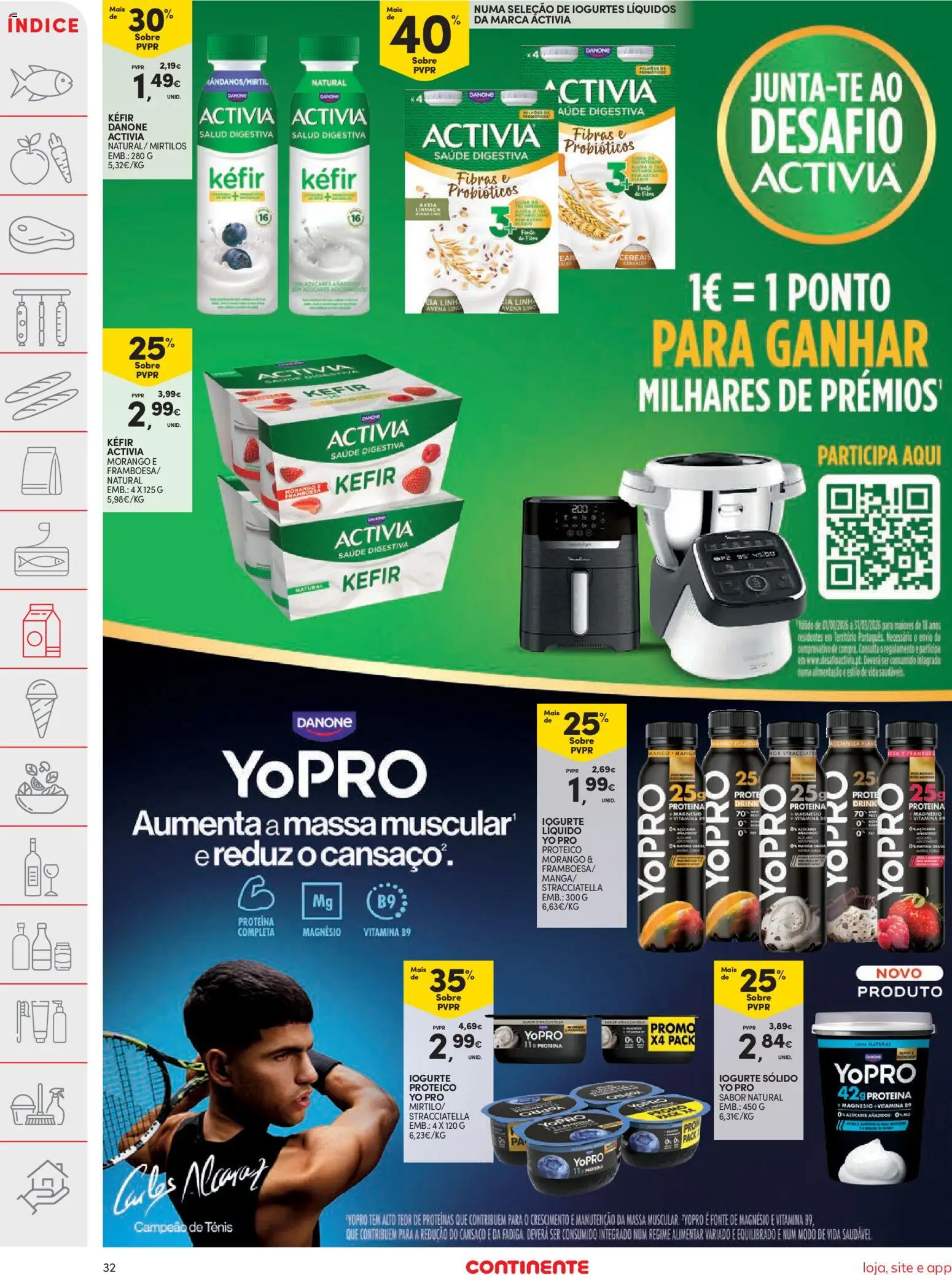 Continente folheto │ válido de 17.03.2026 | Página: 32 | Produtos: Probióticos, Iogurtes, Massa, Iogurte liquido