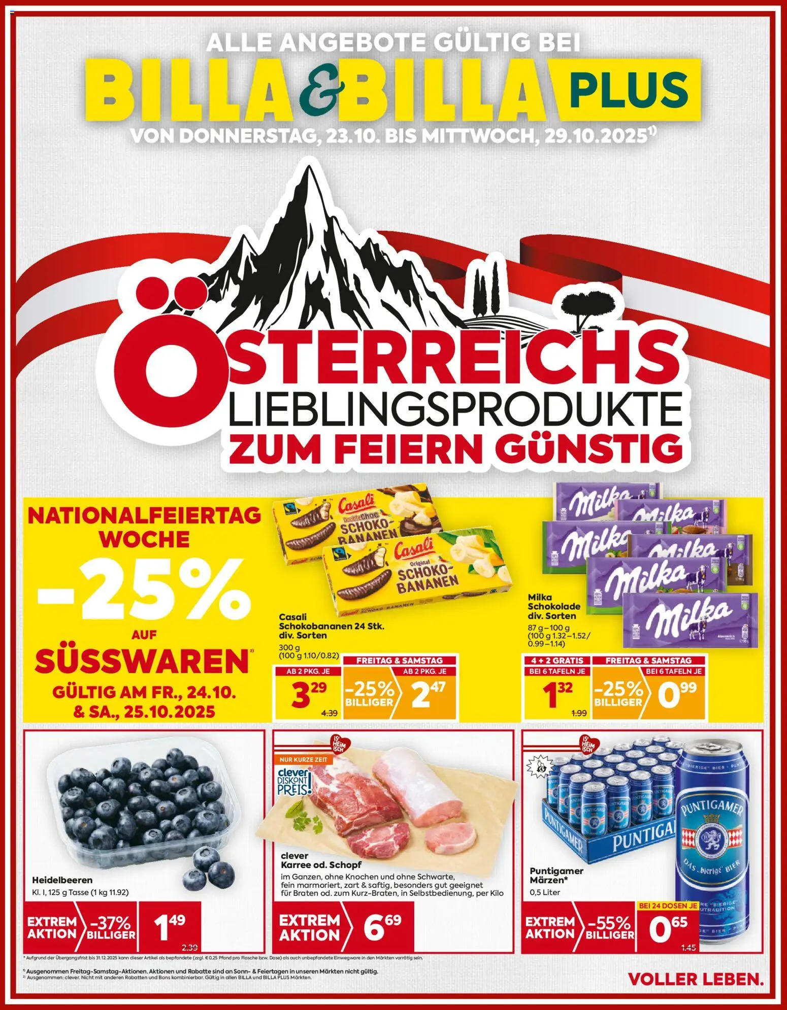 Billa Flugblatt - Steiermark  gültig ab 23.10.2025 | Seite: 1 | Produkte: Schokolade, Bier, Bananen