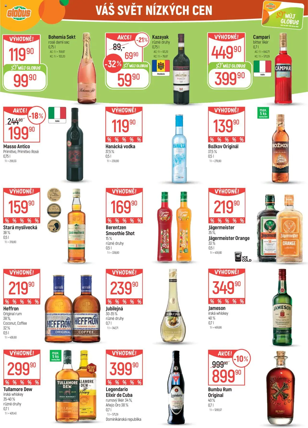 Globus leták - Brno od 27.08.2025 | Strana: 30 | Produkty: Whiskey, Vodka, Campari, Merlot