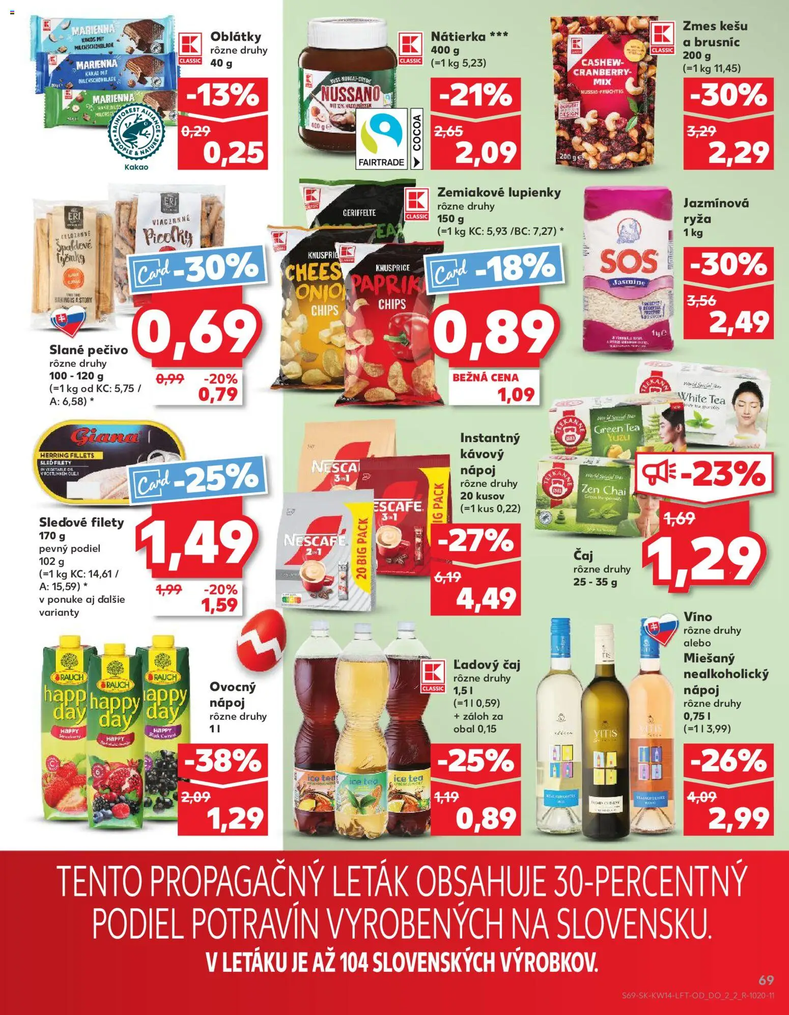 Nové Kaufland akcie – leták je platný od 01.04.2026 | Strana: 69 | Produkty: Víno, Ryža, Teekanne, Kakao