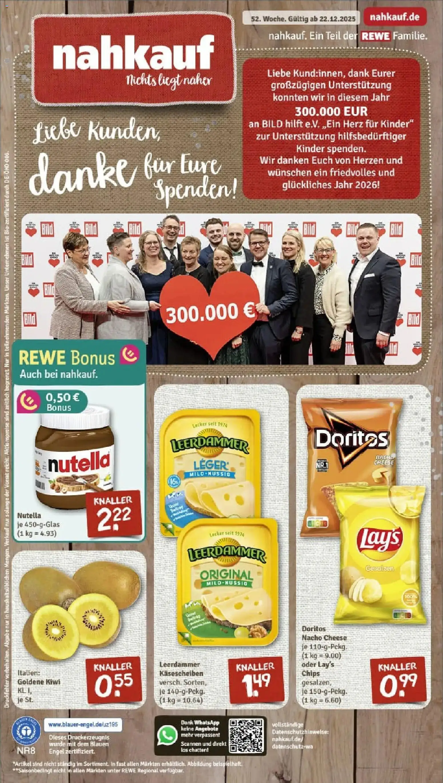 Rewe prospekt Waldmünchen	 – gültig ab 22.12.2025 | Seite: 1 | Produkte: Leerdammer, Nutella, Chips, Kiwi