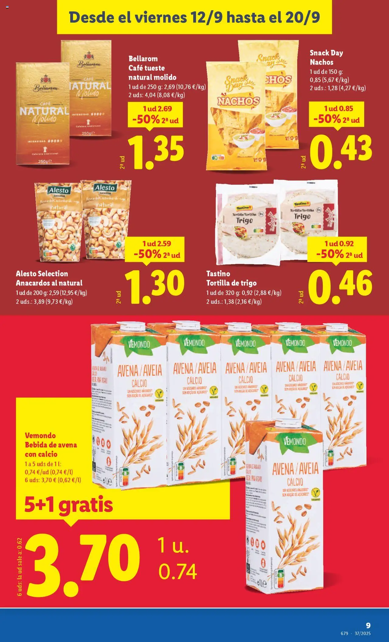 Lidl Atarfe │ válido desde el 12.09.2025 | Página: 9 | Productos: Καλτσάκια μισά, Café, Bebida de avena