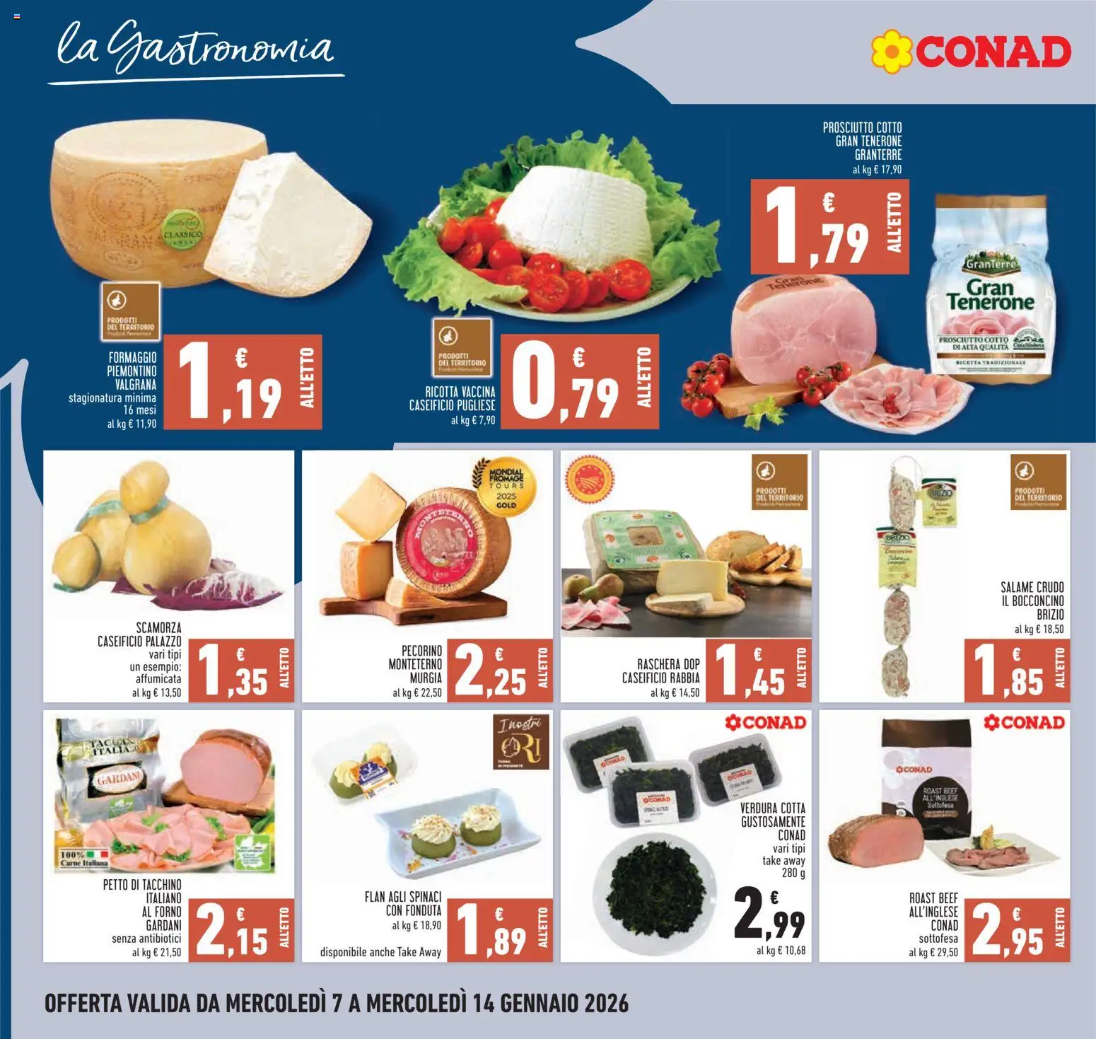 Volantino Conad del 07.01.2026 | Pagina: 10 | Prodotti: Formaggio, Prosciutto, Spinaci, Pecorino