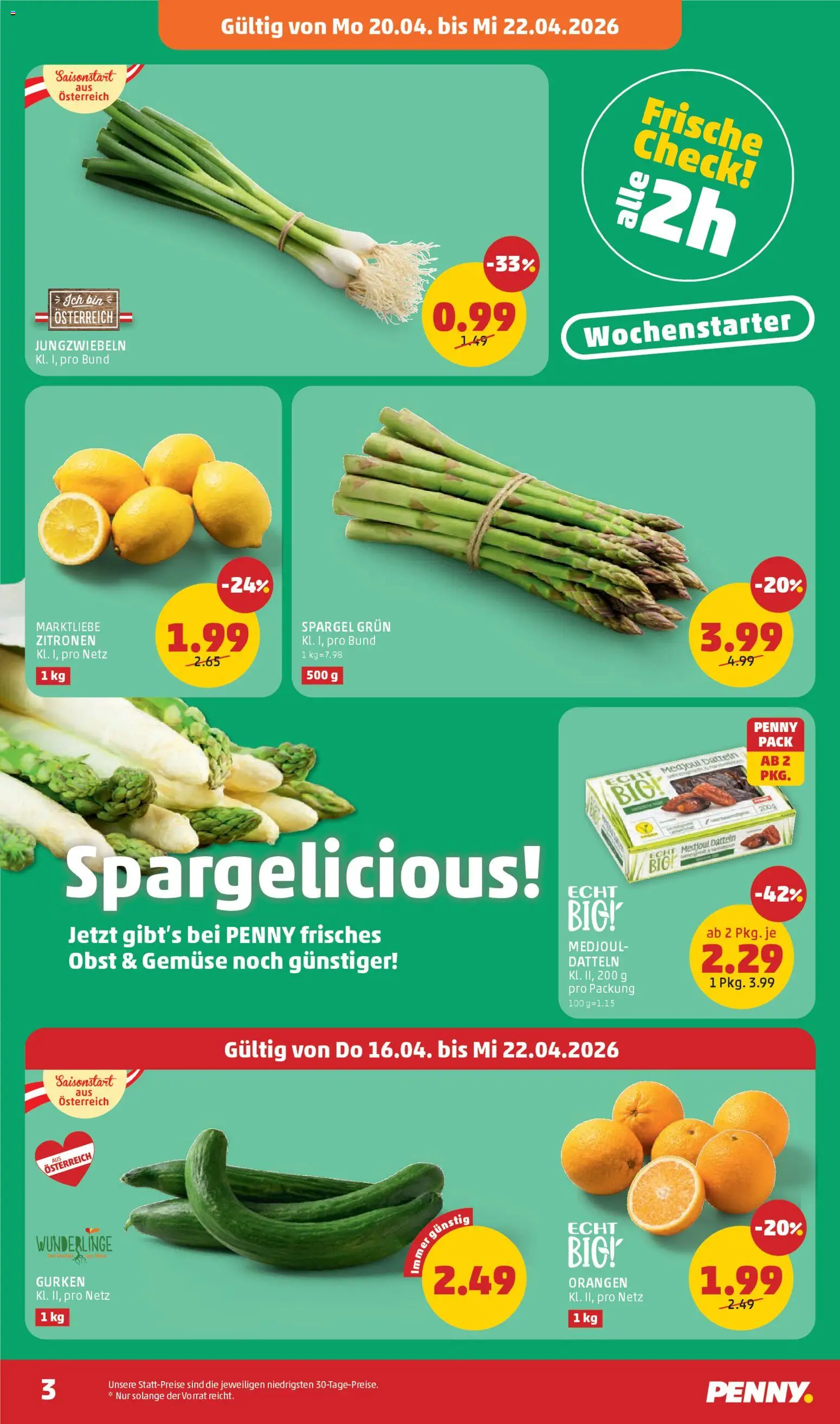 Penny Markt - Flugblatt gültig ab 16.04.2026 | Seite: 3 | Produkte: Gurken, Gemüse, Obst, Orangen