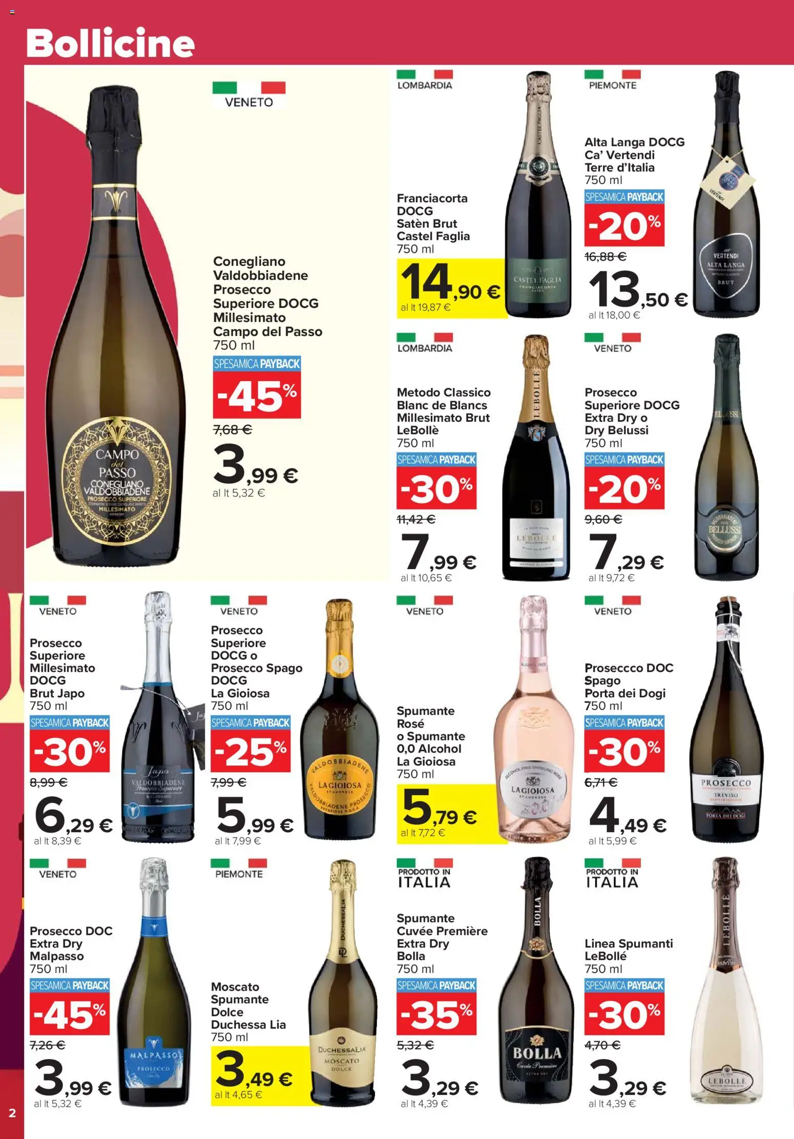 Volantino Carrefour del 24.03.2026 | Pagina: 2 | Prodotti: Prosecco, Spumante, Torta