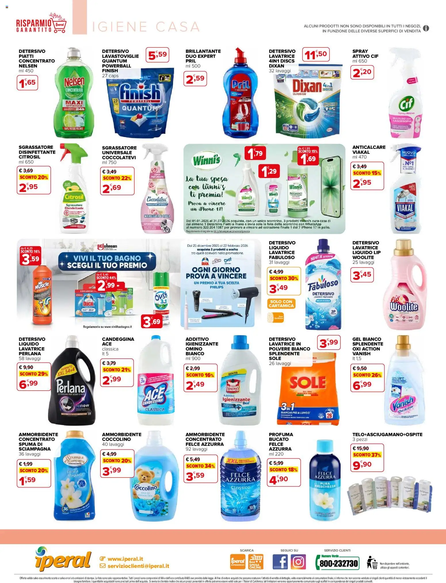Volantino Iperal del 03.01.2026 | Pagina: 4 | Prodotti: Ammorbidente, Candeggina, Lavatrice, Bagno