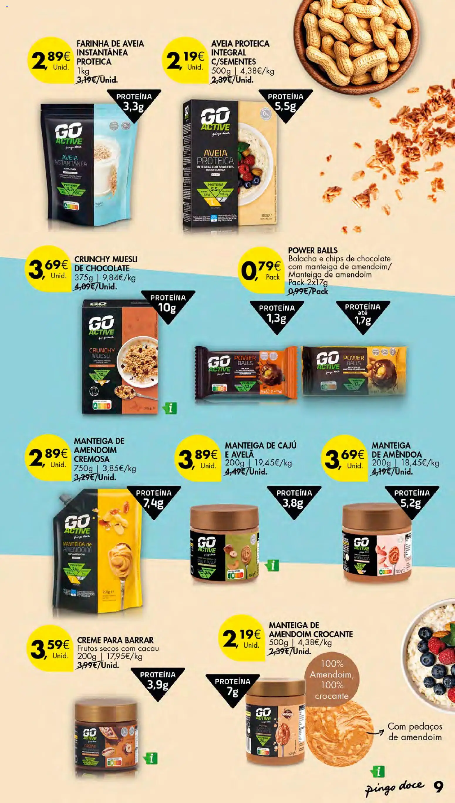 Pingo Doce - Escolhas Equilibradas │ válido de 30.10.2025 | Página: 9 | Produtos: Manteiga de amendoim, Aveia, Chocolate, Creme