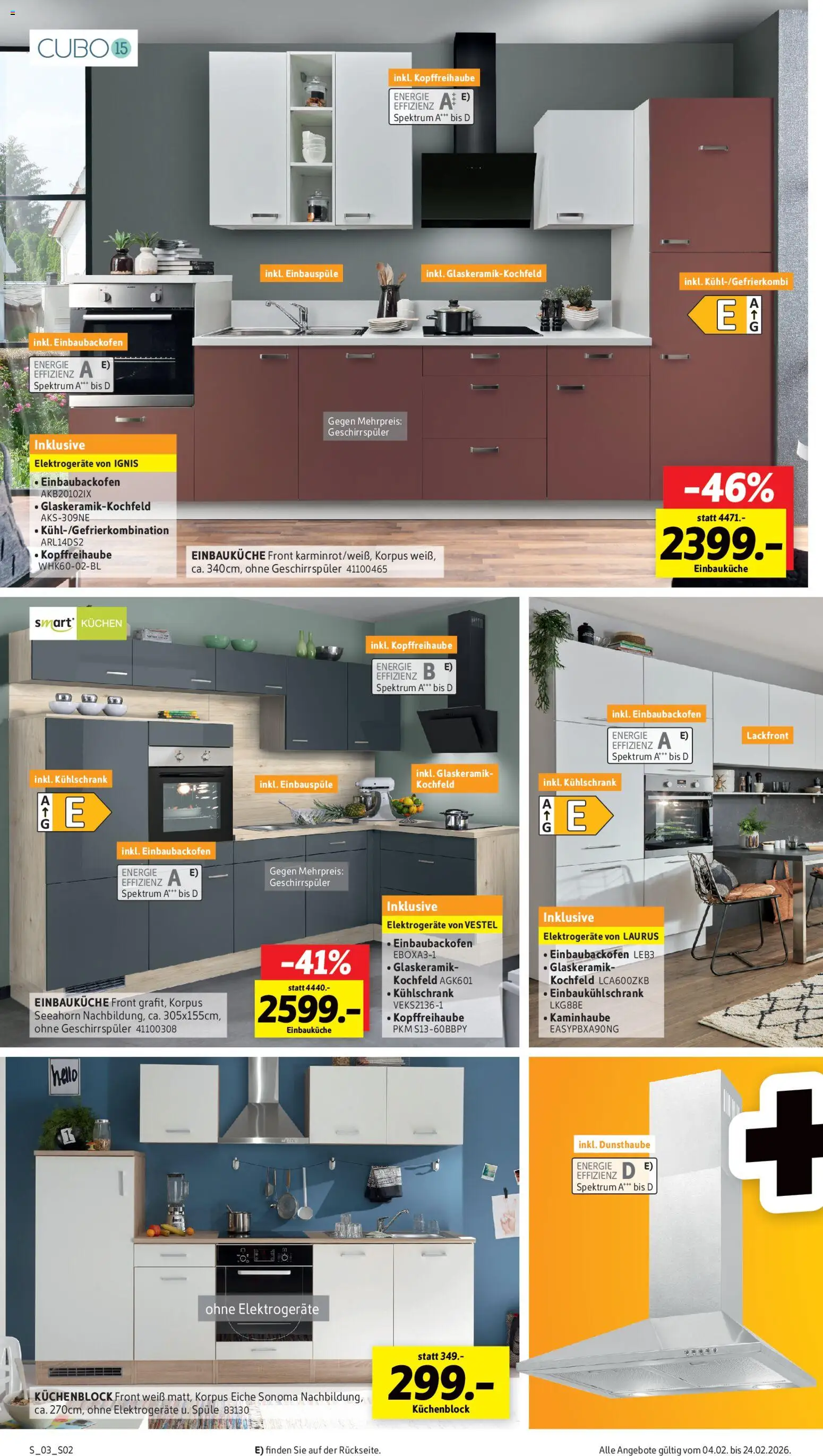 Sconto Prospekt 	 – gültig ab 04.02.2026 | Seite: 2 | Produkte: Geschirrspüler, Einbauküche, Küchenblock, Kühlschrank
